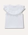 T-shirt in puro cotone con rouches in sangallo bambina