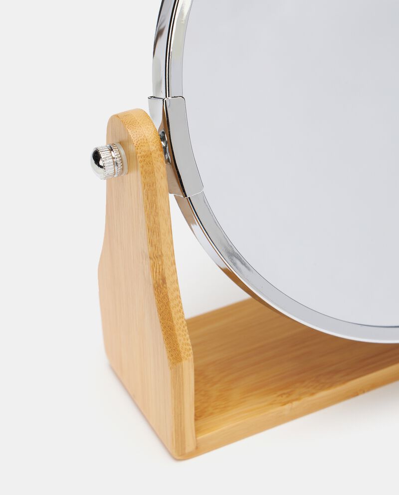 Specchio rotondo con base in bamboo single tile 1 null