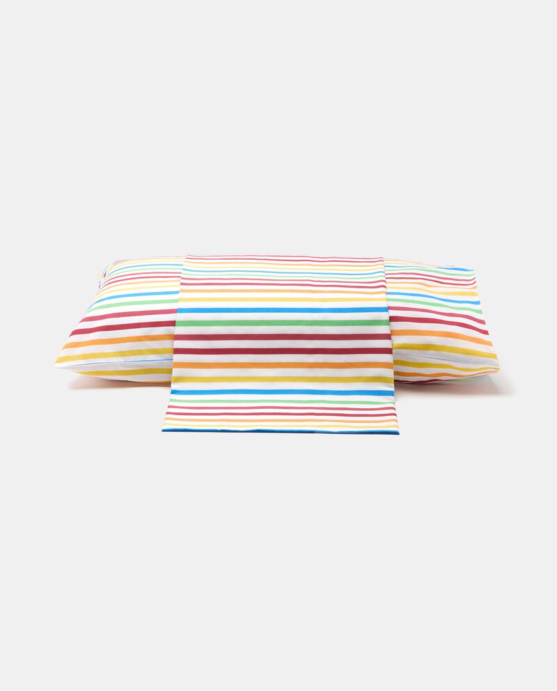 Set lenzuolo a righe arcobaleno + federa in puro cotone cover