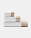 Asciugamano ospite in puro cotone con bordo in lino