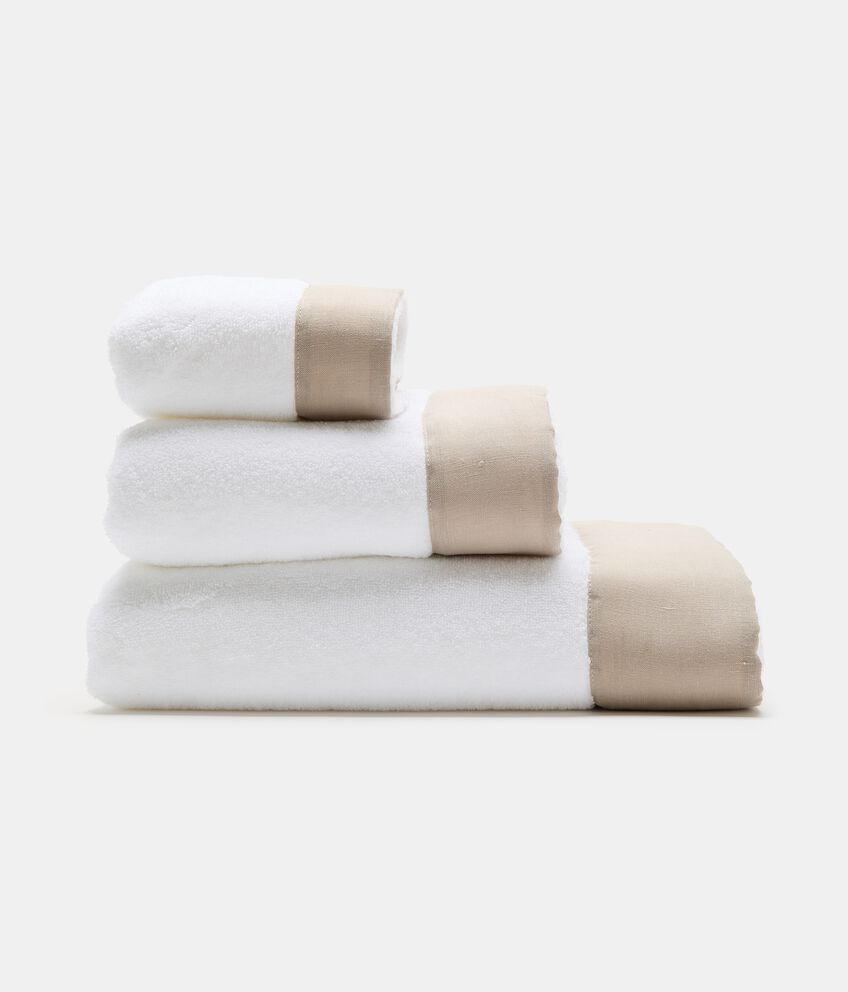 Asciugamano ospite in puro cotone con bordo in lino double 1 lino