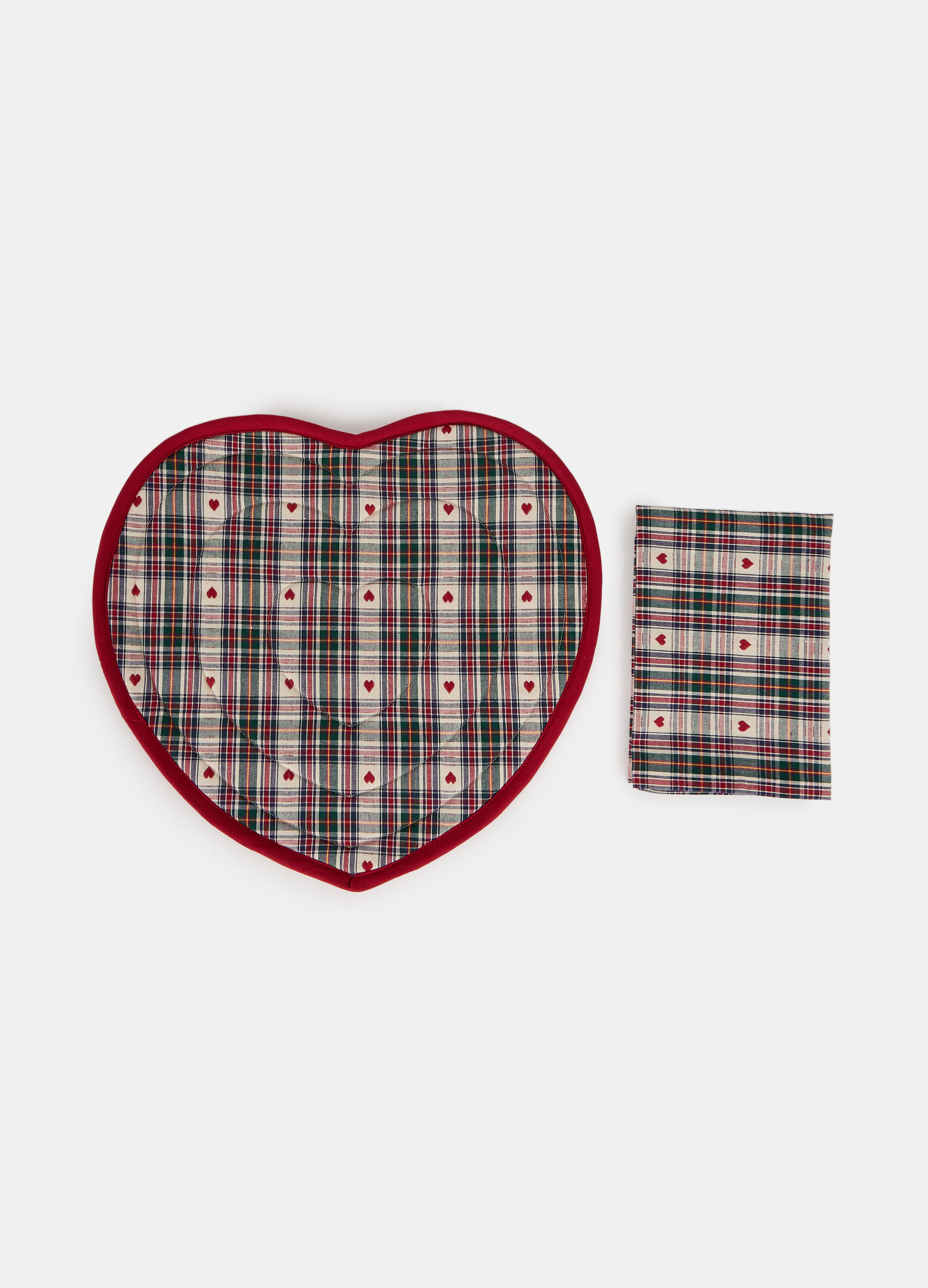 Set tovaglietta cuore e tovagliolo in cotone_0