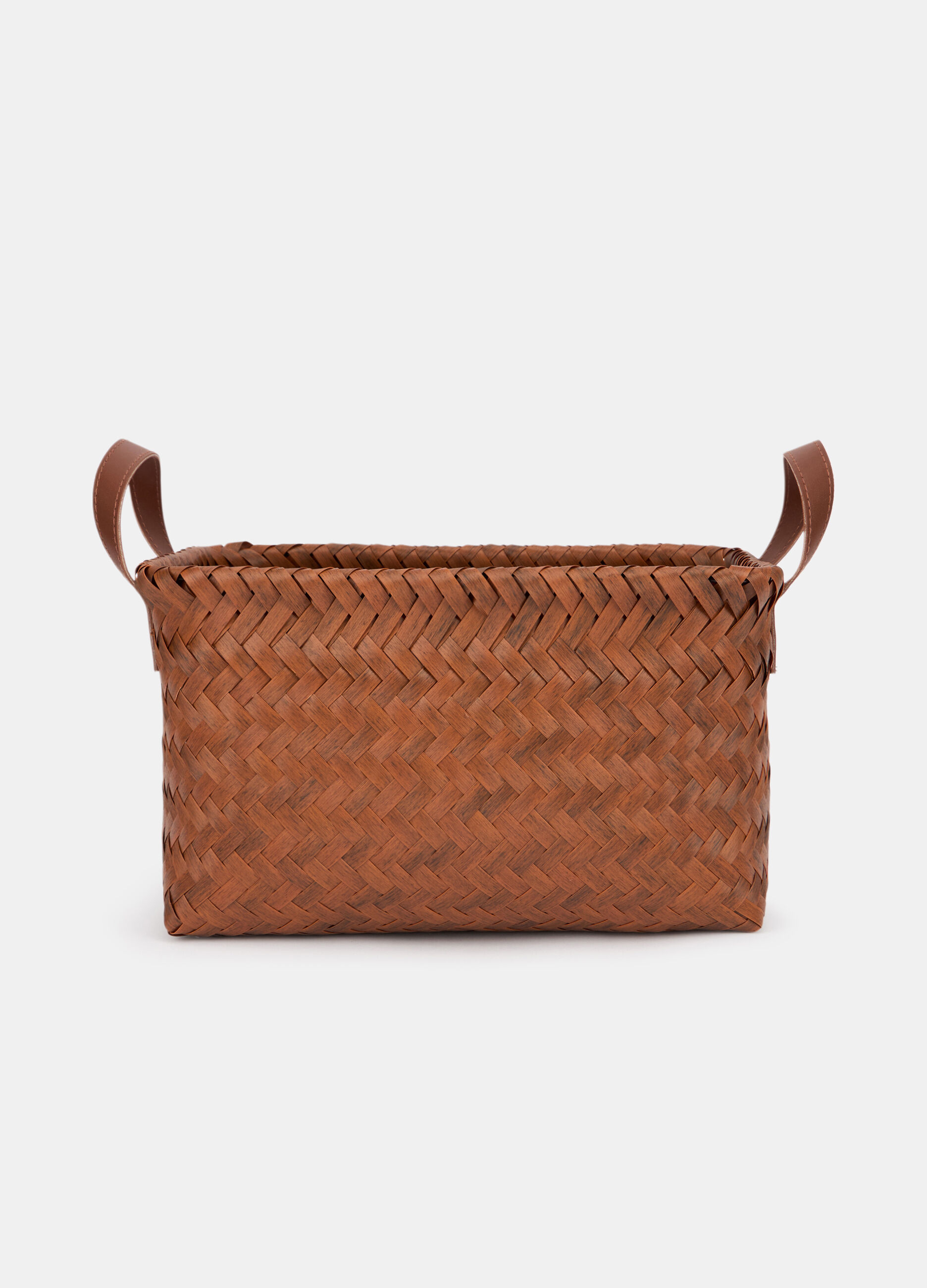 Cesta rettangolare intrecciata effetto legno_0