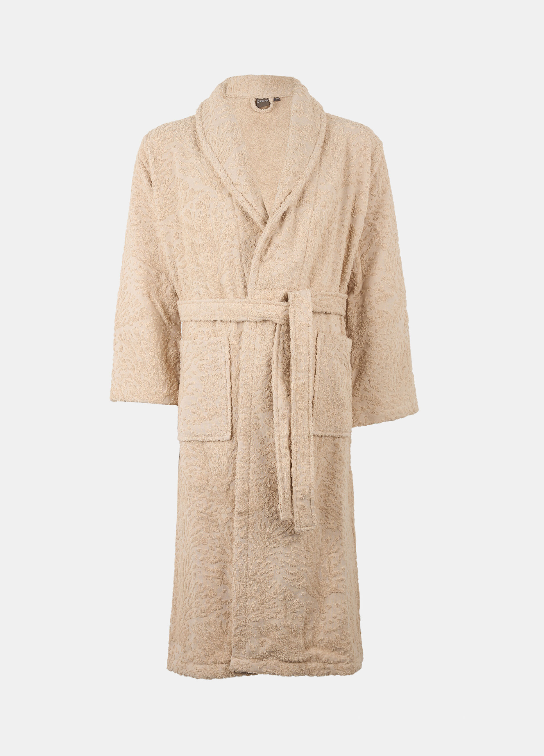 Accappatoio jacquard in cotone con cappuccio_0