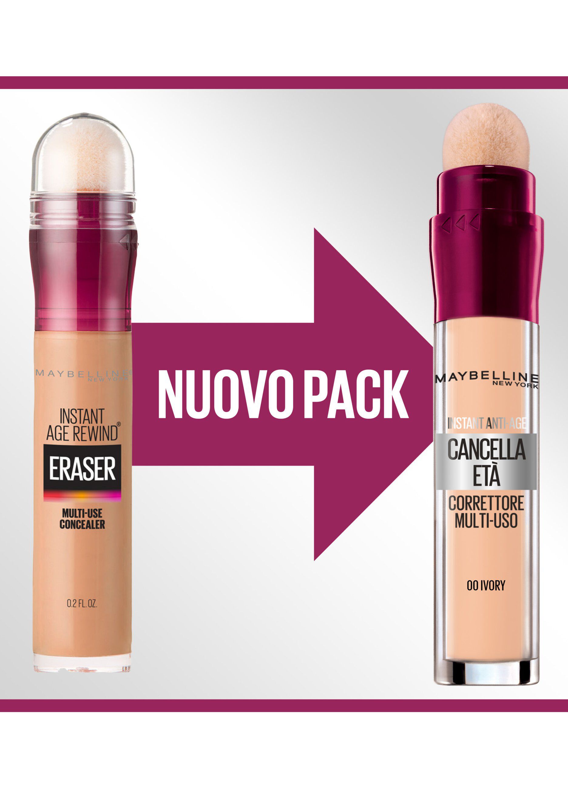 Maybelline New York Correttore Liquido Il Cancella Età, con Bacche di Goji e Haloxyl, Copre Occhiaie e Piccole Rughe, 00 Ivory, 6.8 ml._1