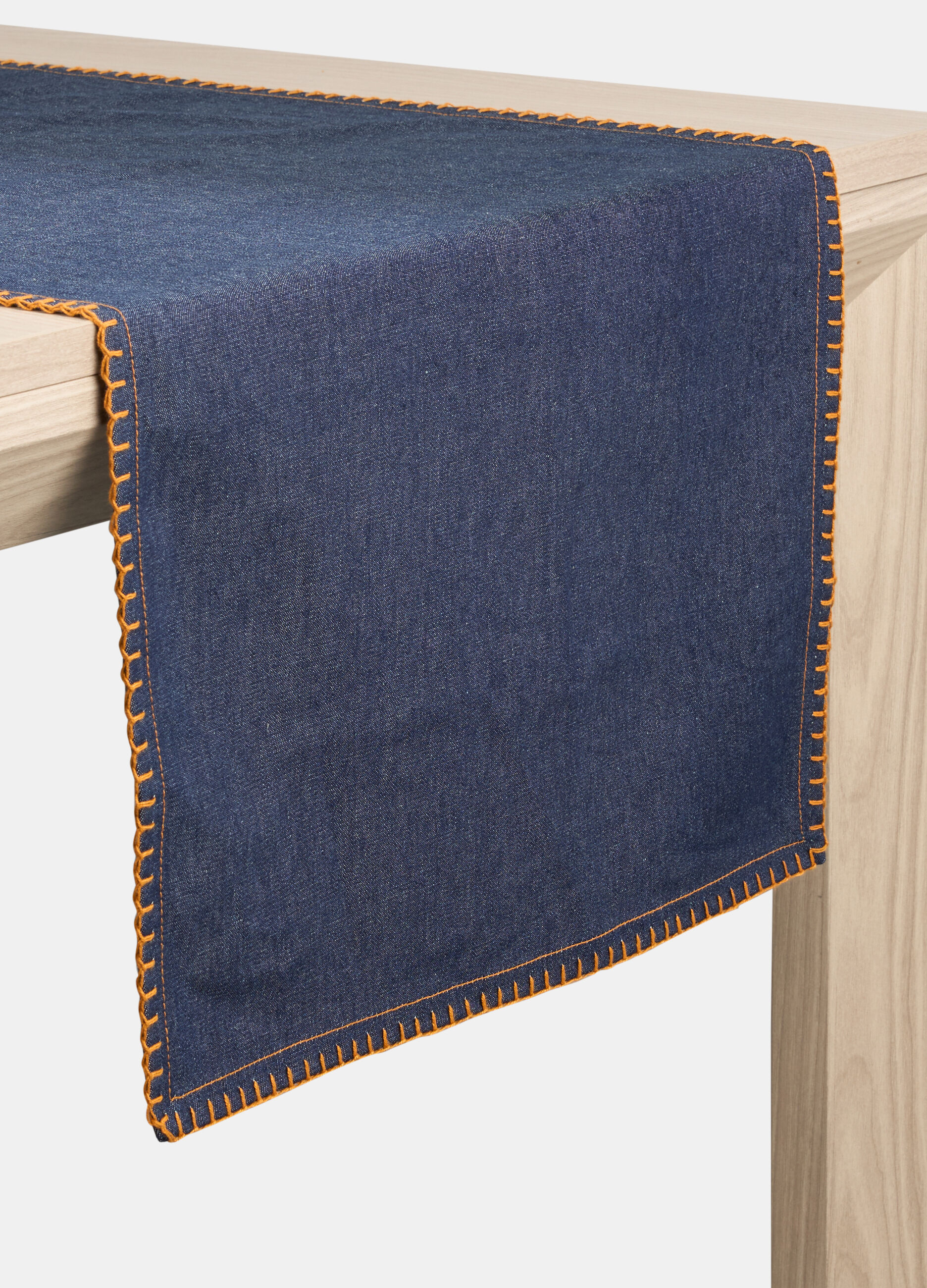 Runner in puro cotone effetto denim_0