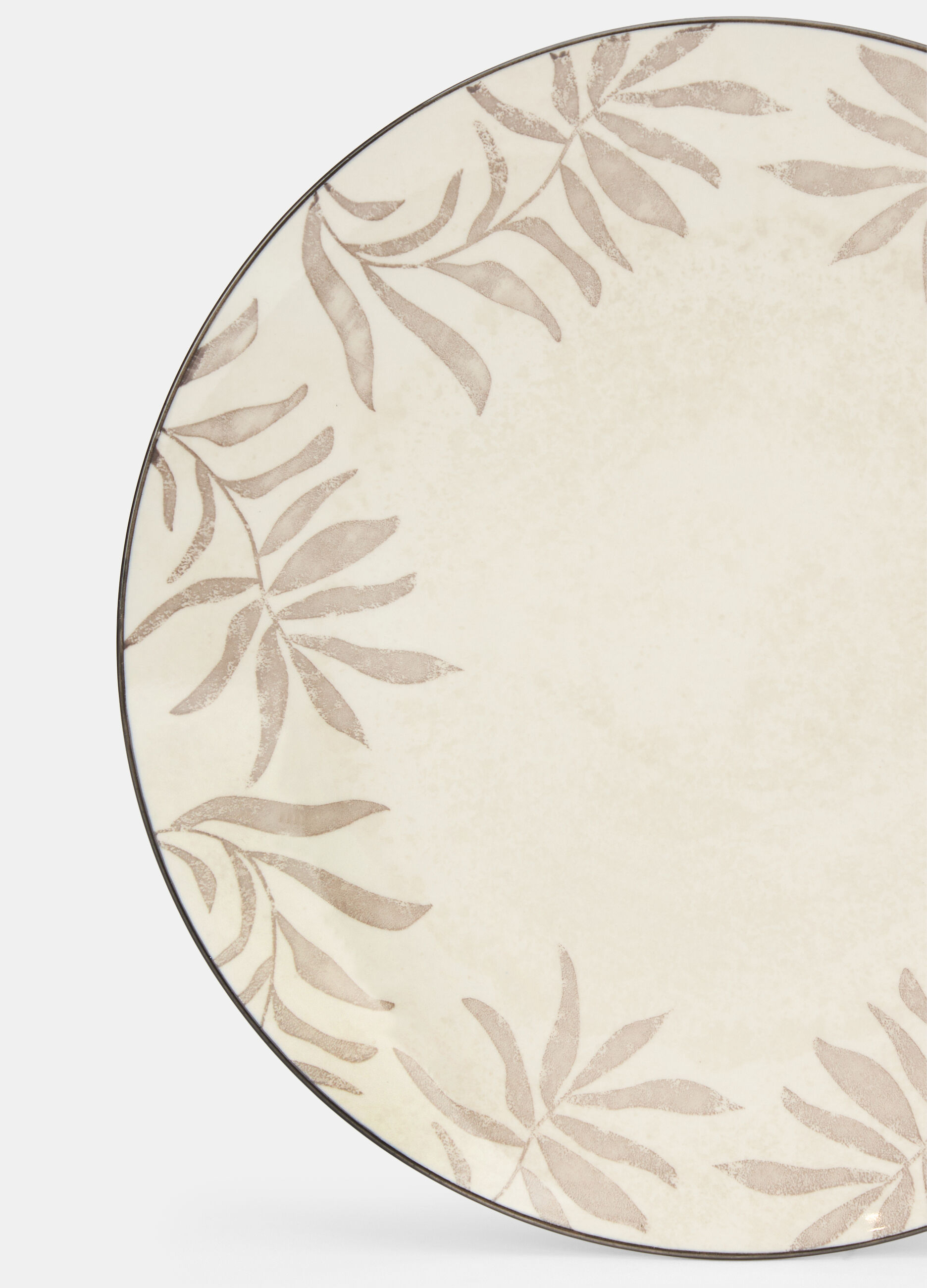Piatto piano in ceramica con foglie_1