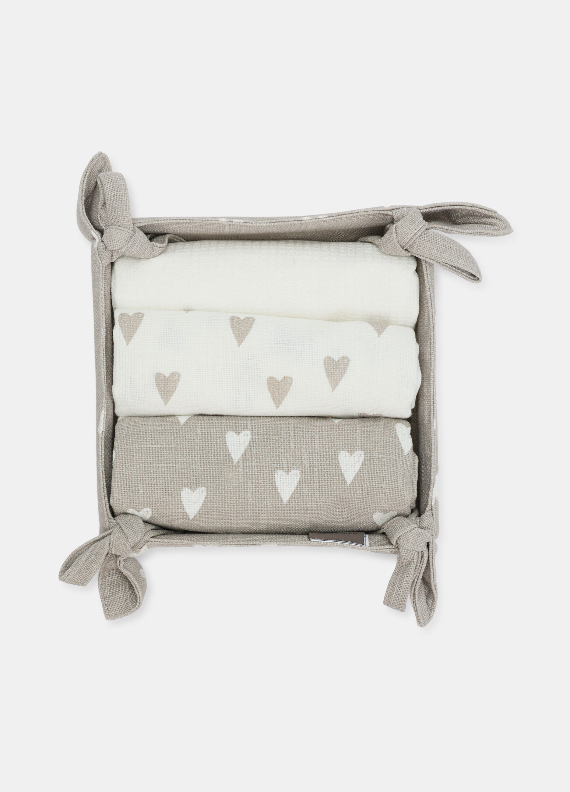 3 pack strofinacci con cestino in cotone a cuori_0
