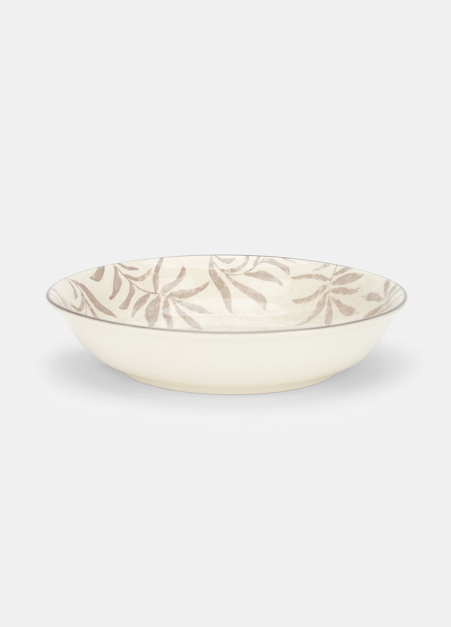 Piatto fondo in ceramica con foglie_0