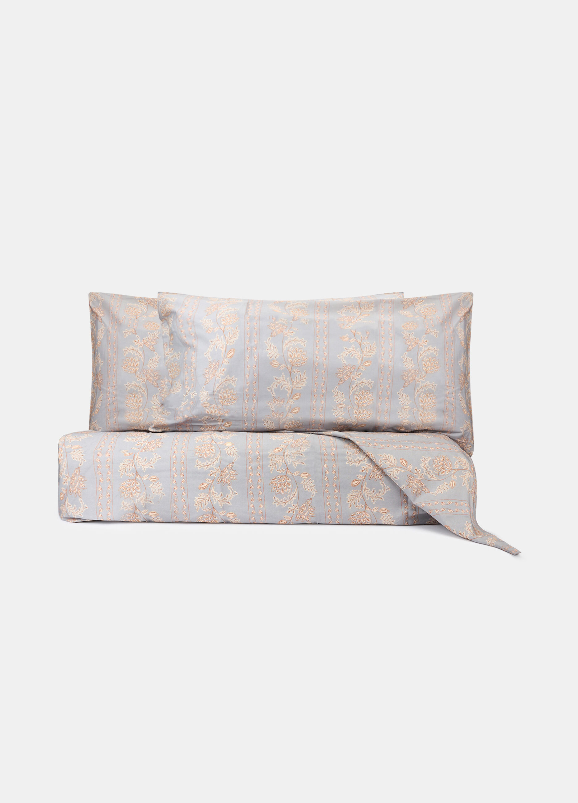 Parure lenzuolo matrimoniale in percalle a fiori_0