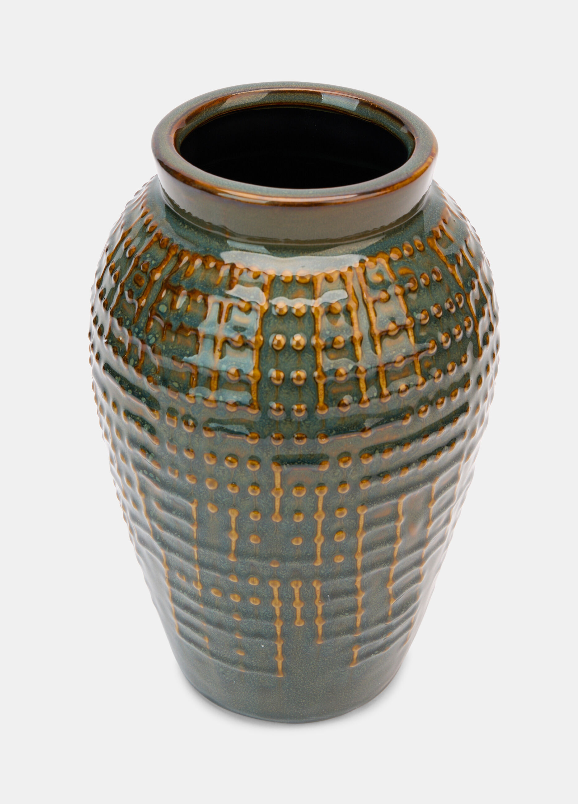 Vaso alto in ceramica smaltata e screziata_0