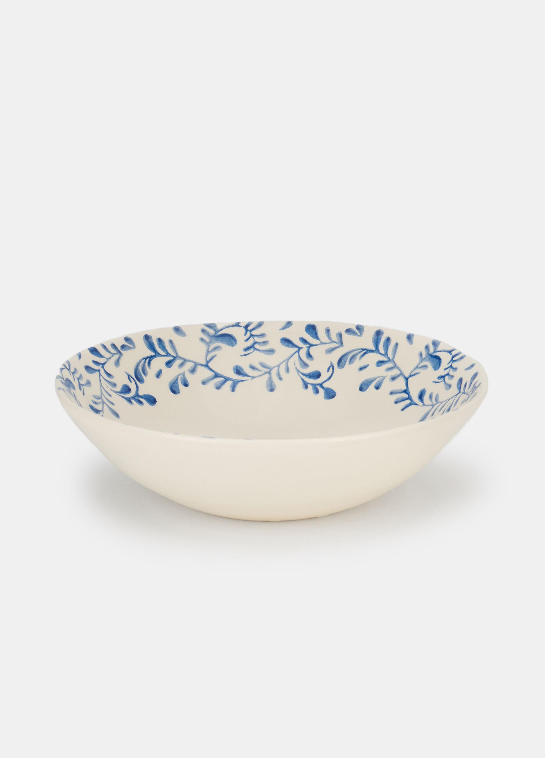 Piatto fondo da minestra con cornice floreale blu_0