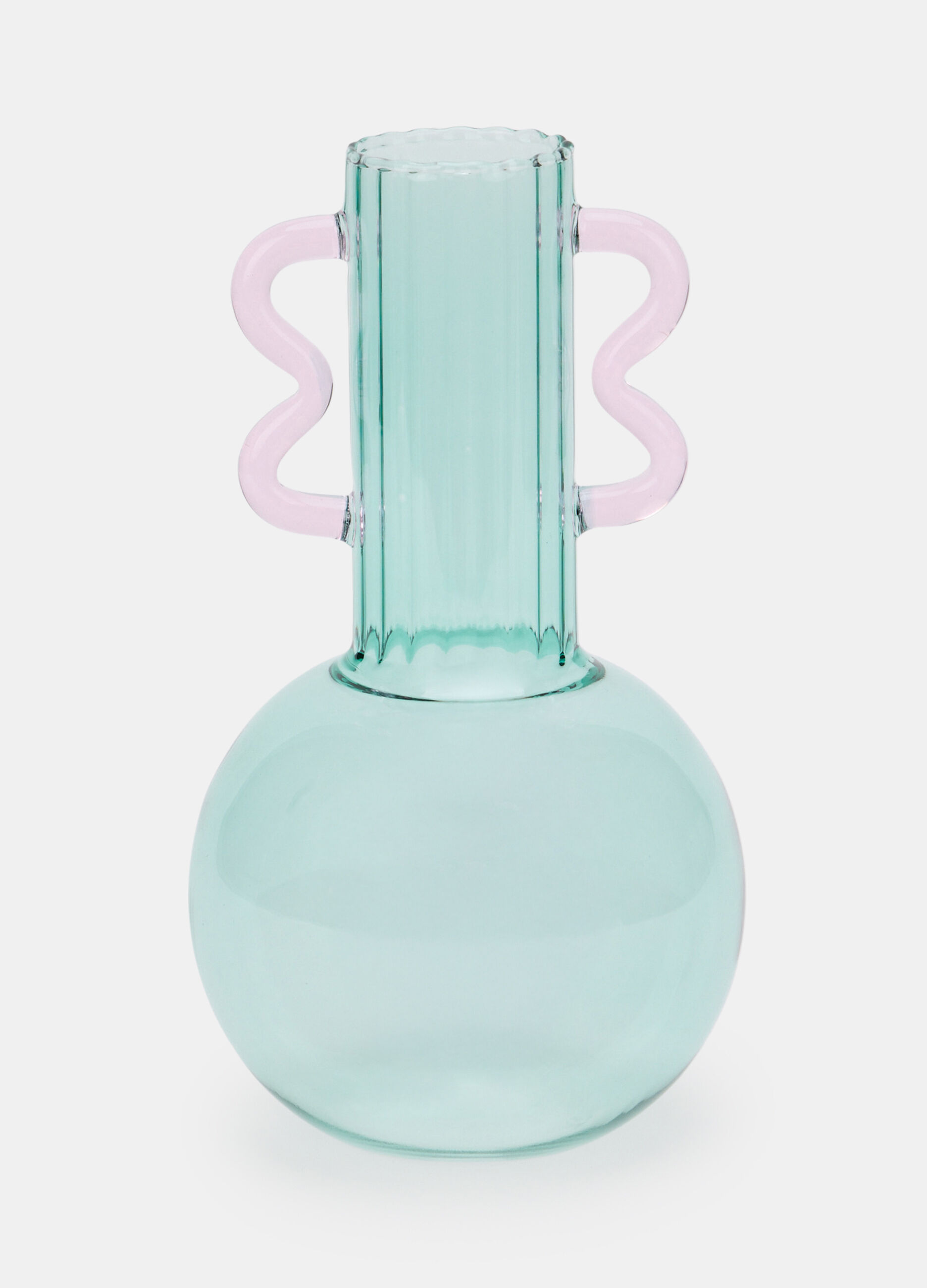 Vaso piccolo in vetro con manici ondulati_0