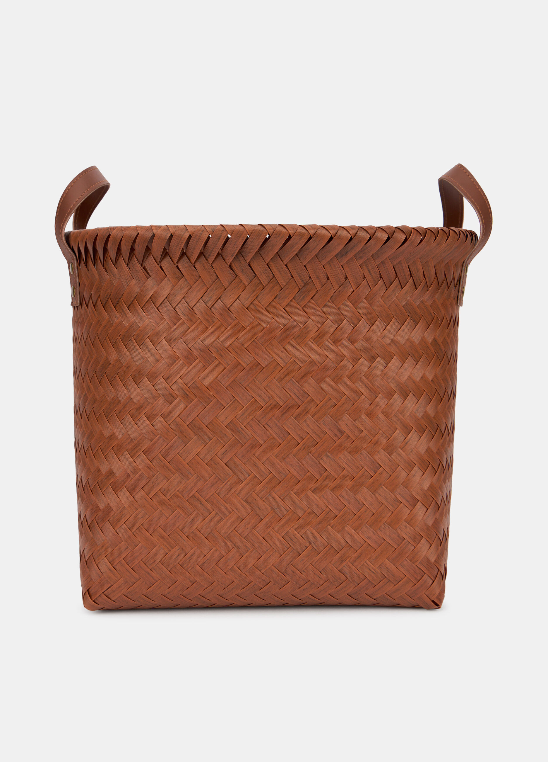 Cesta intrecciata larga effetto legno_0