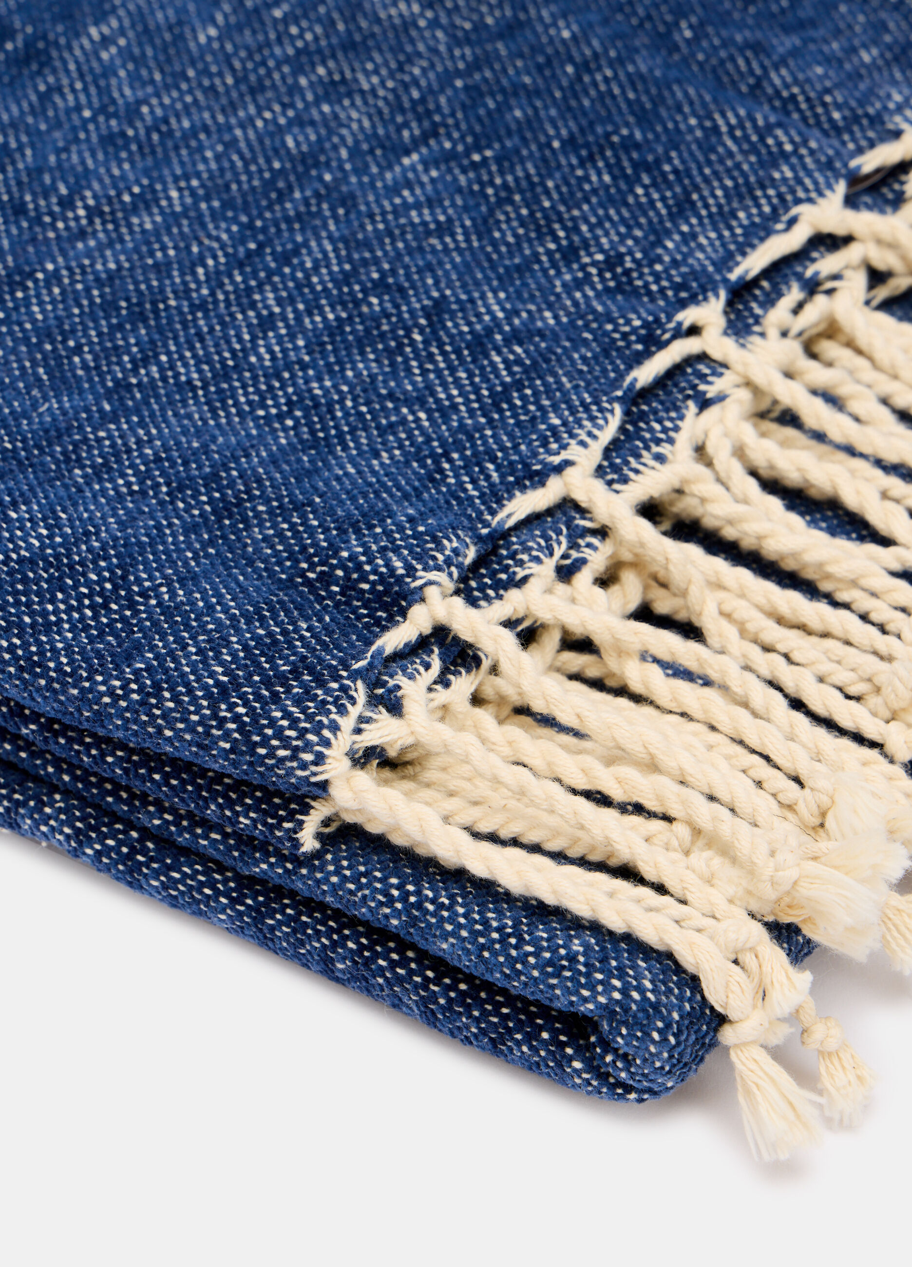 Coperta mélange con frange_1