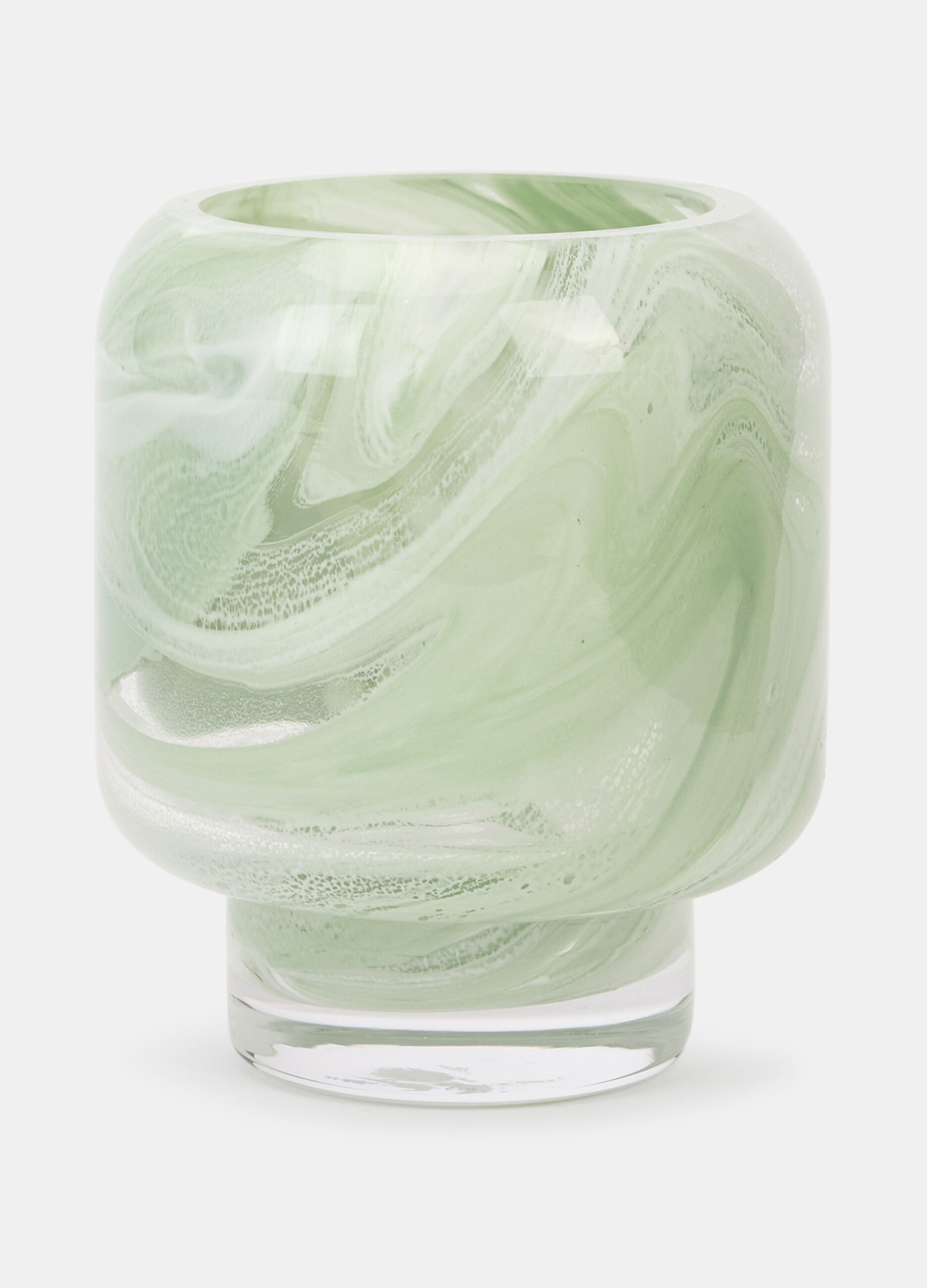 Vaso in vetro effetto m&eacute;lange con supporto_0