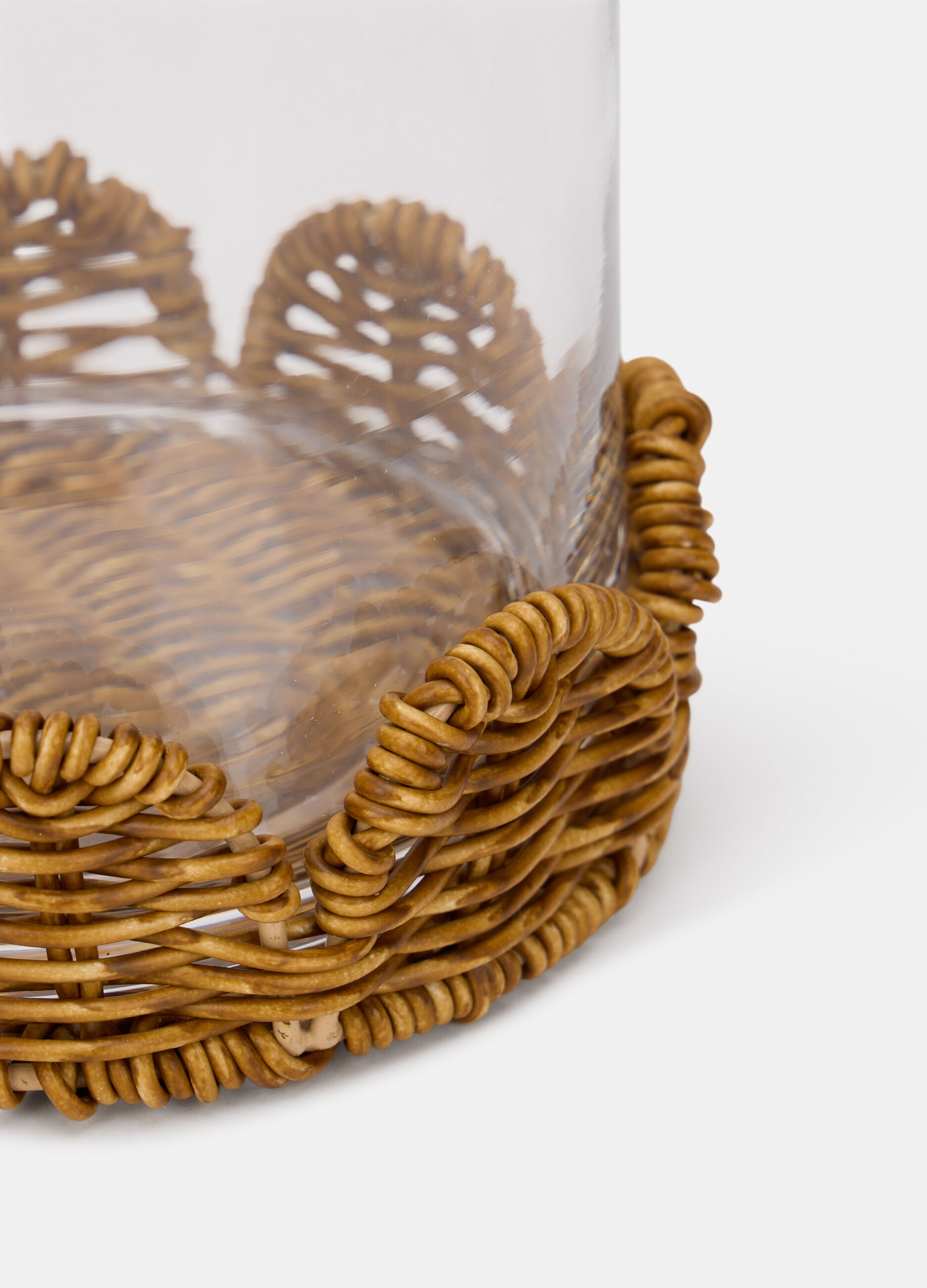 Portacandele grande in vimini e vetro _1