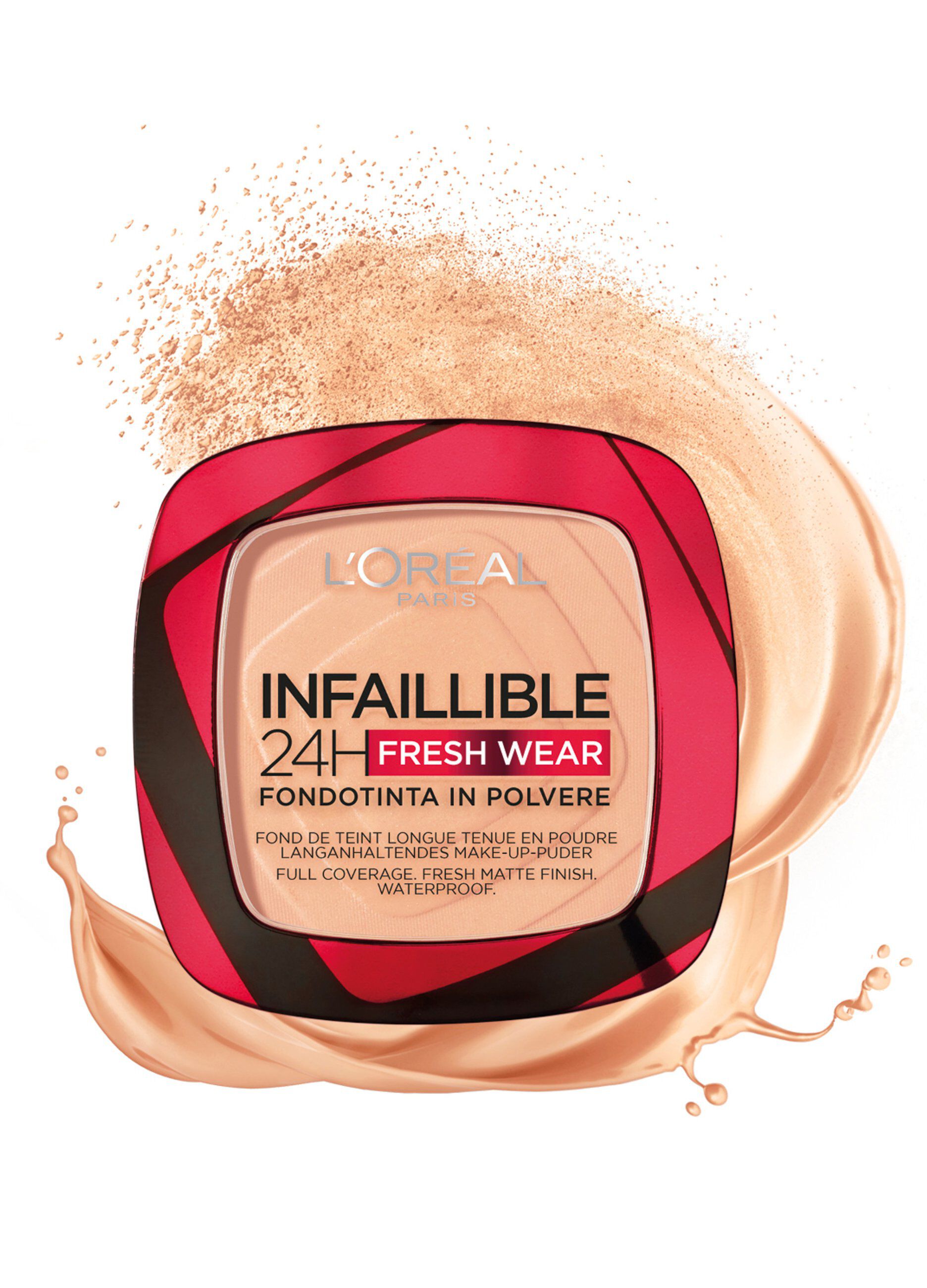 L'Oréal Paris Fondotinta compatto Infaillible 24H Fresh Wear, Formula in Polvere a Lunga Tenuta, Mask-Friendly, Low-Transfer e Waterproof, Copre come un fondotinta e opacizza come una polvere, 245 Miel Dore/Golden Honey._2