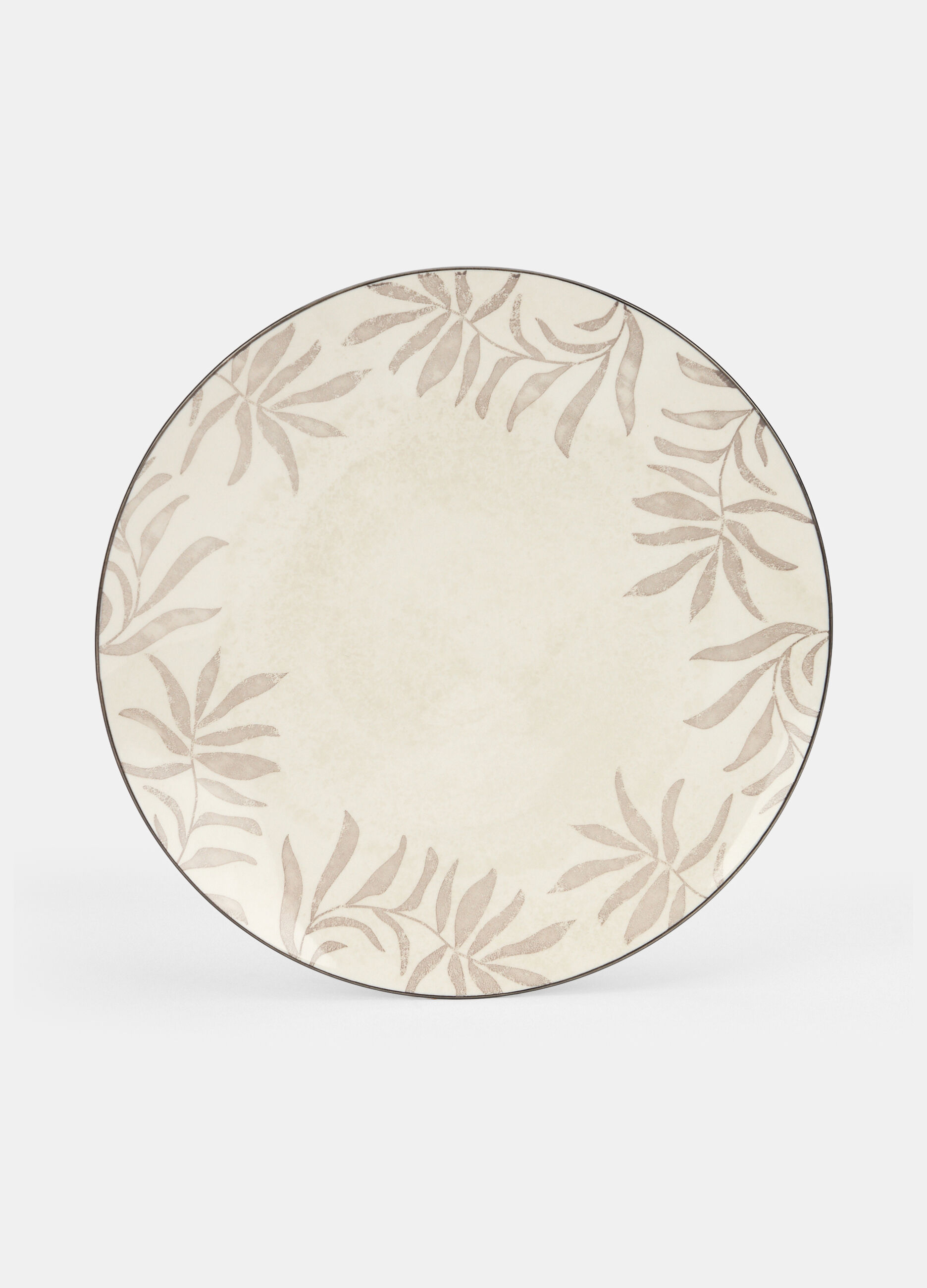 Piatto piano in ceramica con foglie_0