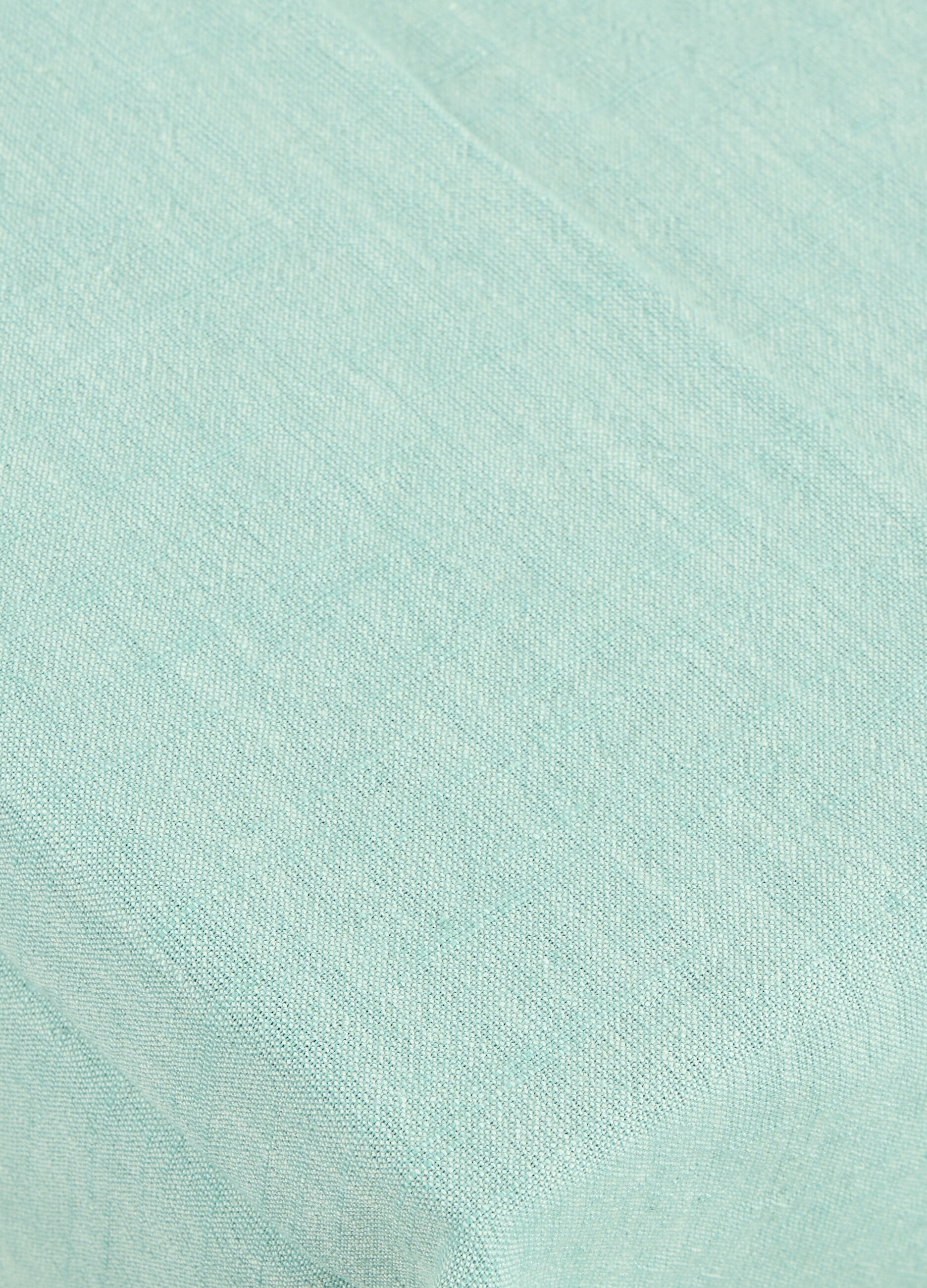 Tovaglia quadrata in cotone turchese con frange_1