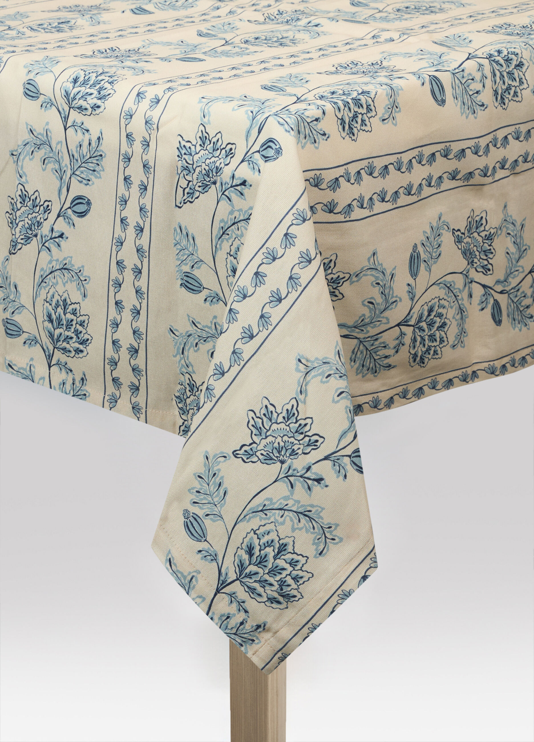 Tovaglia quadrata con motivo a fiori a contrasto_0