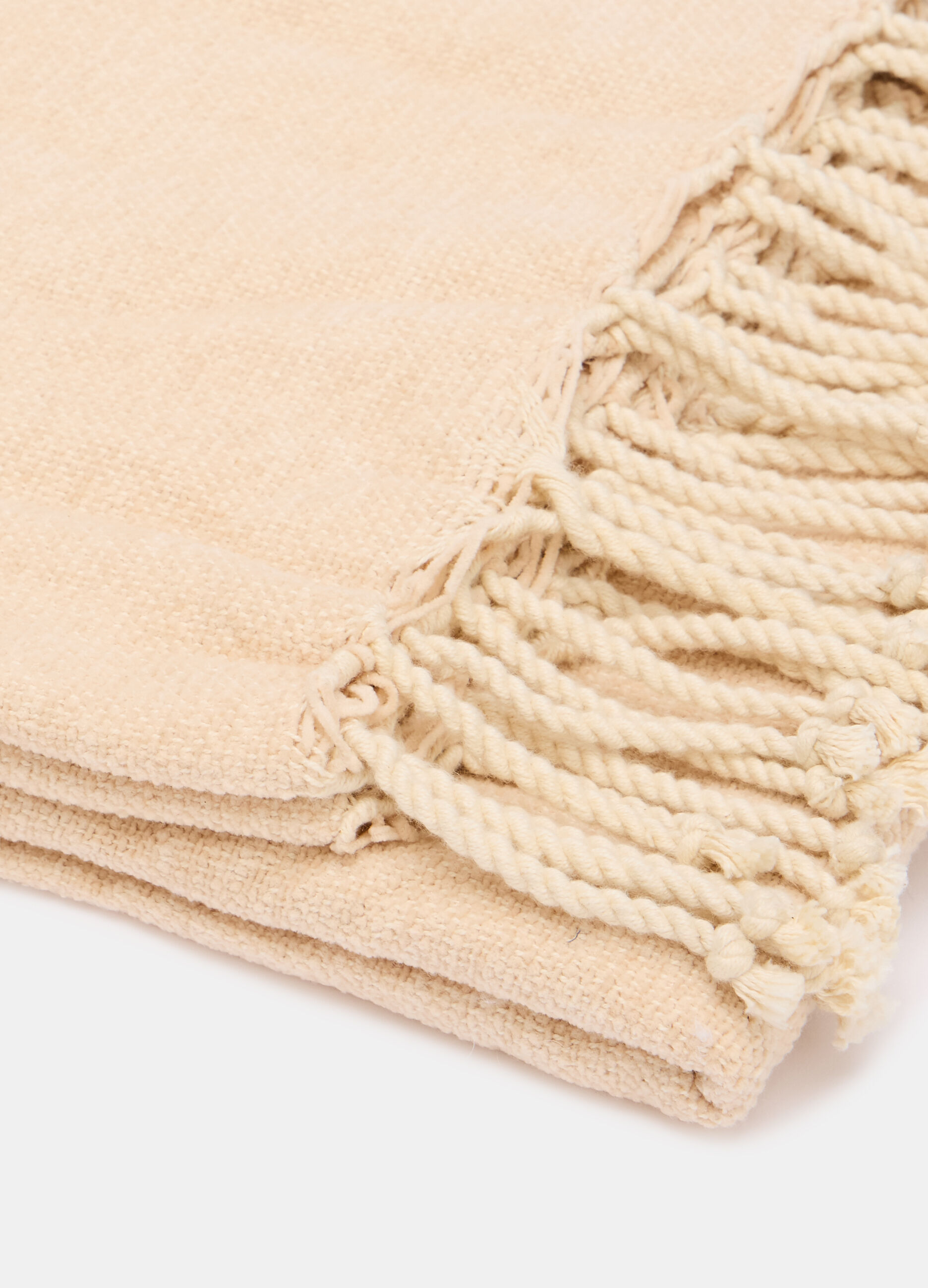 Coperta mélange con frange_1
