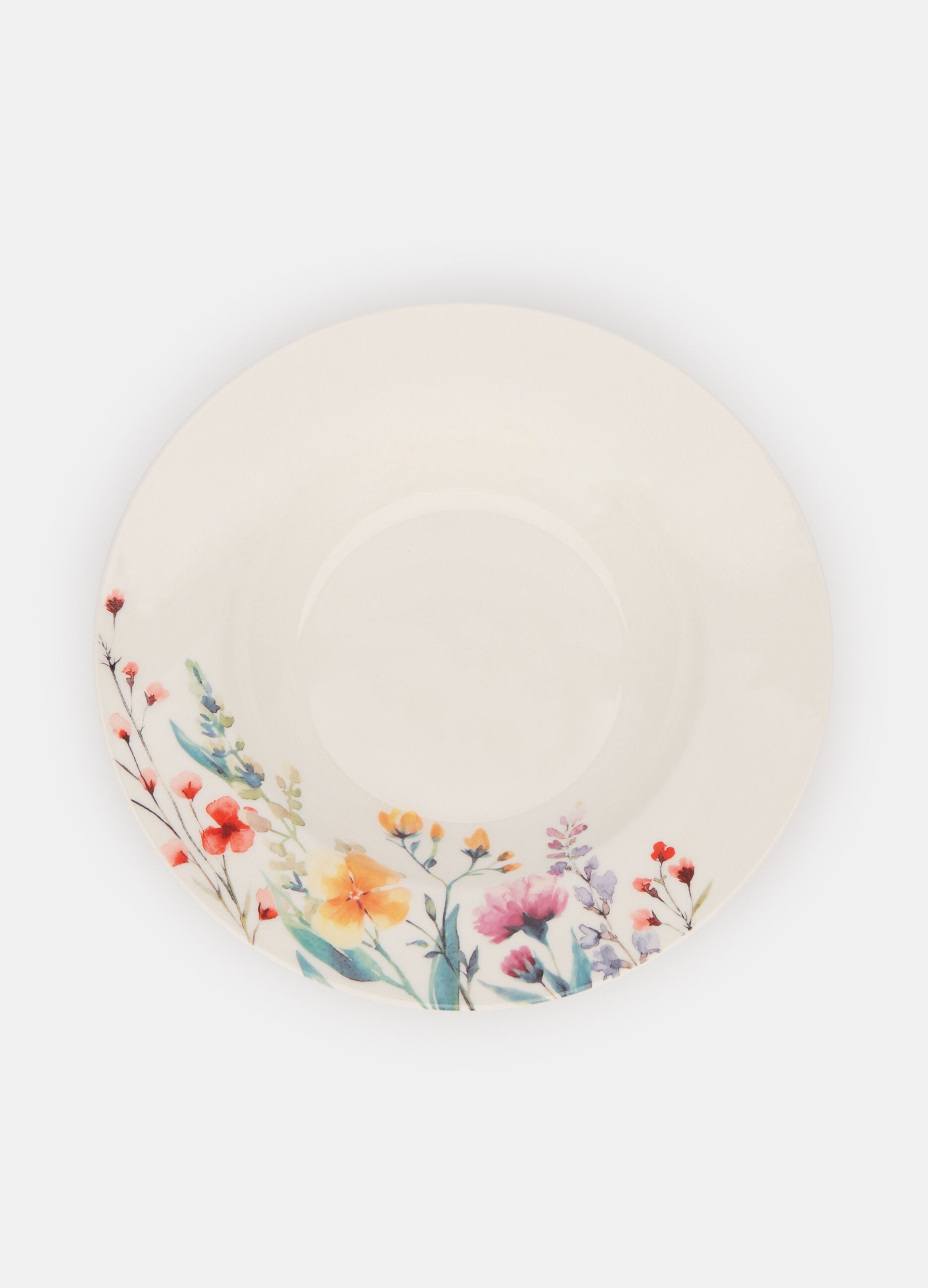 Piatto fondo in ceramica a fiori_0
