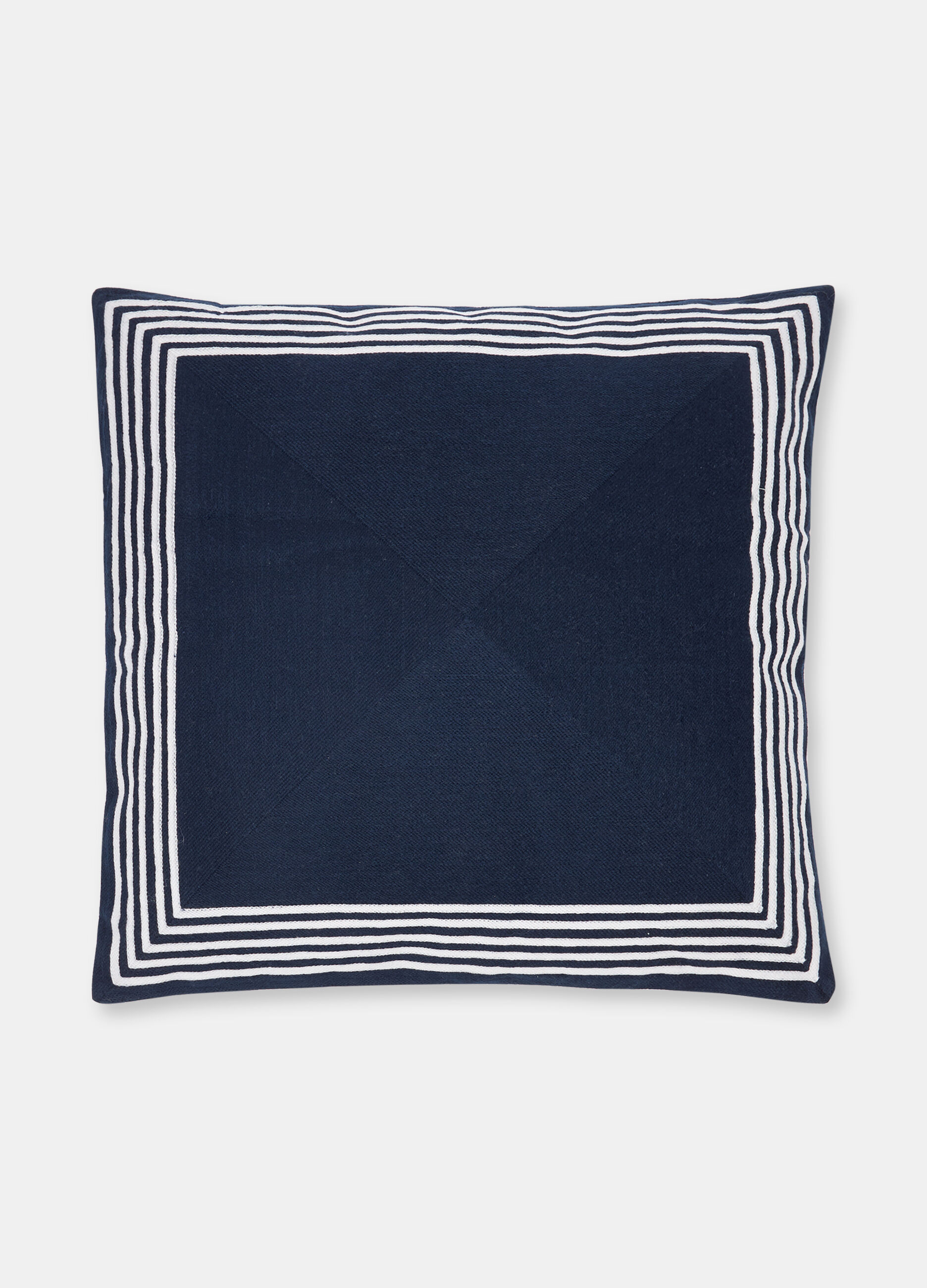 Square filled cushion in embroidered cotton_0