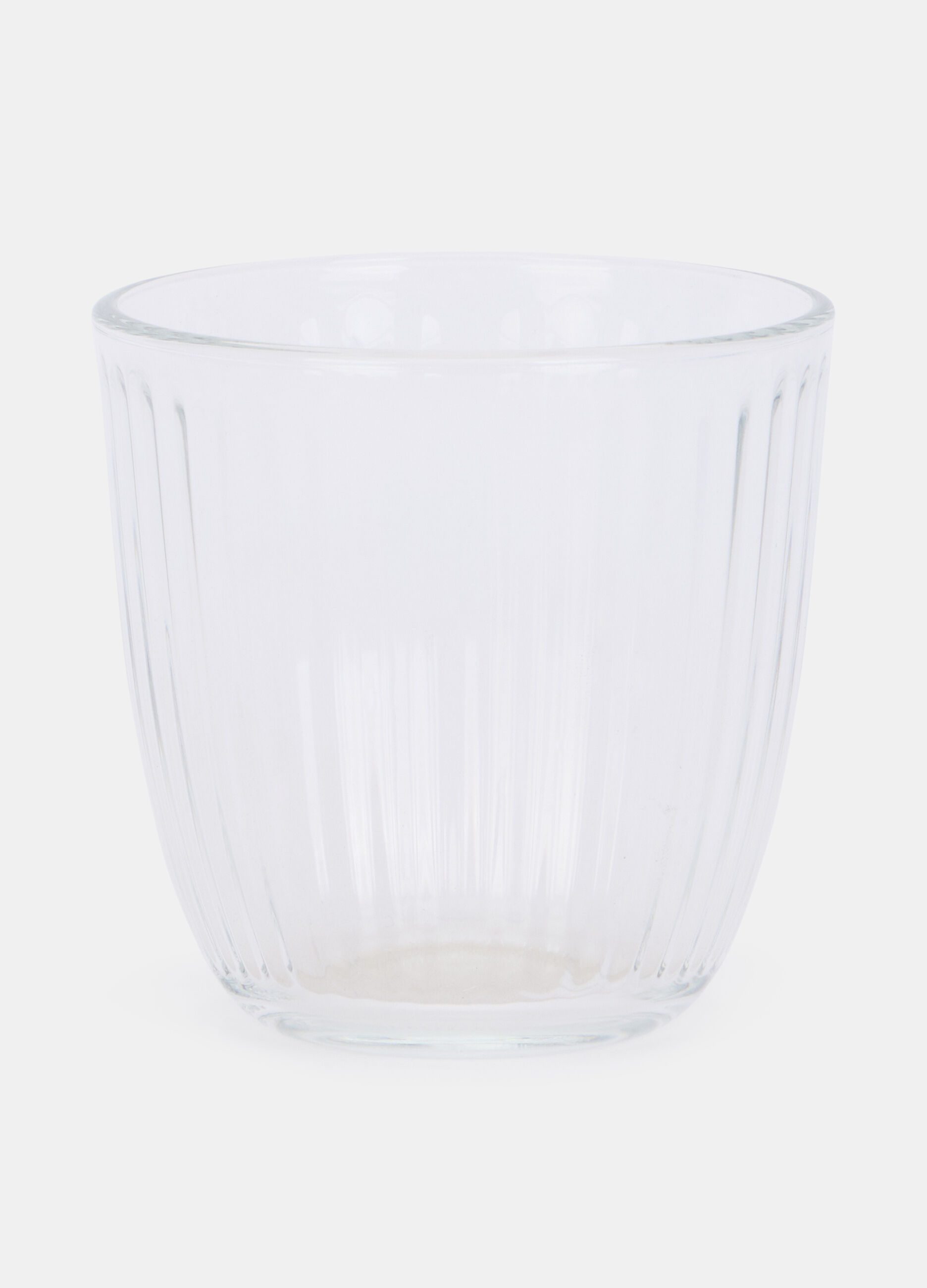 Bicchiere in vetro con scanalature_0