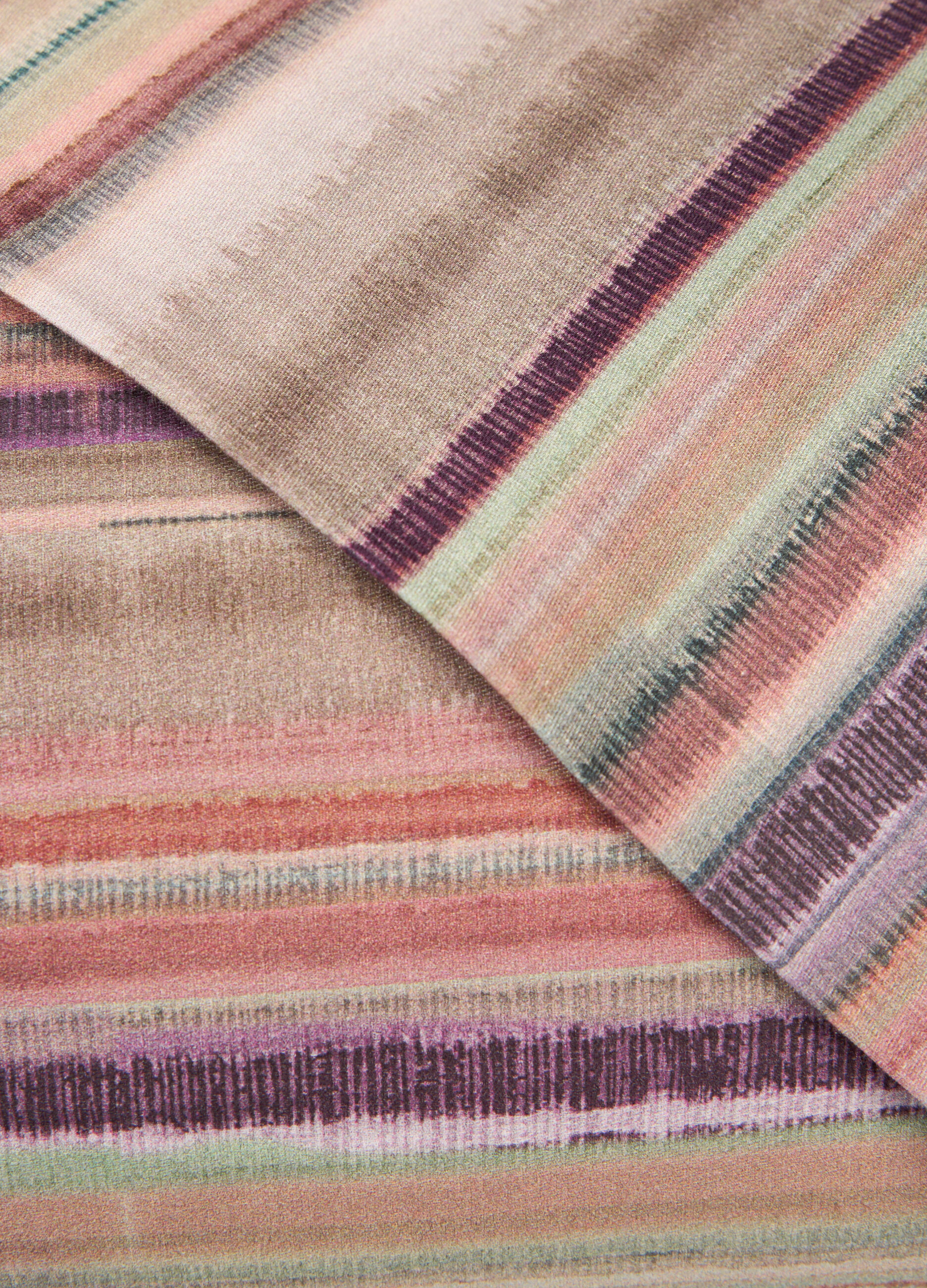 Parure lenzuola in raso di cotone a righe multicolor_1