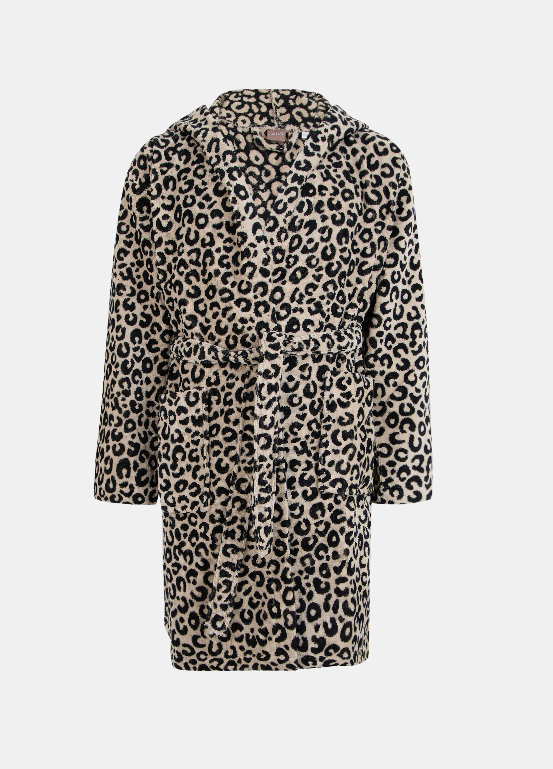 Accappatoio in cotone con motivo animalier jacquard_0