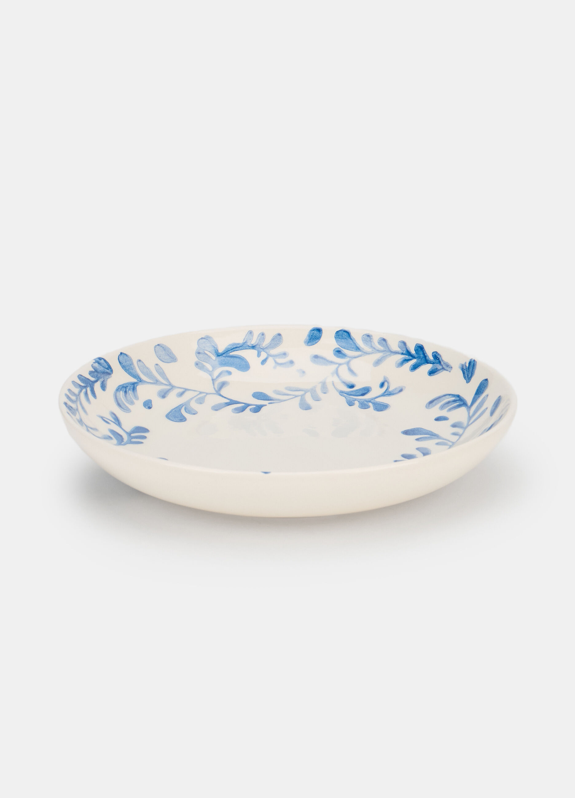 Piatto fondo con cornice floreale blu_0