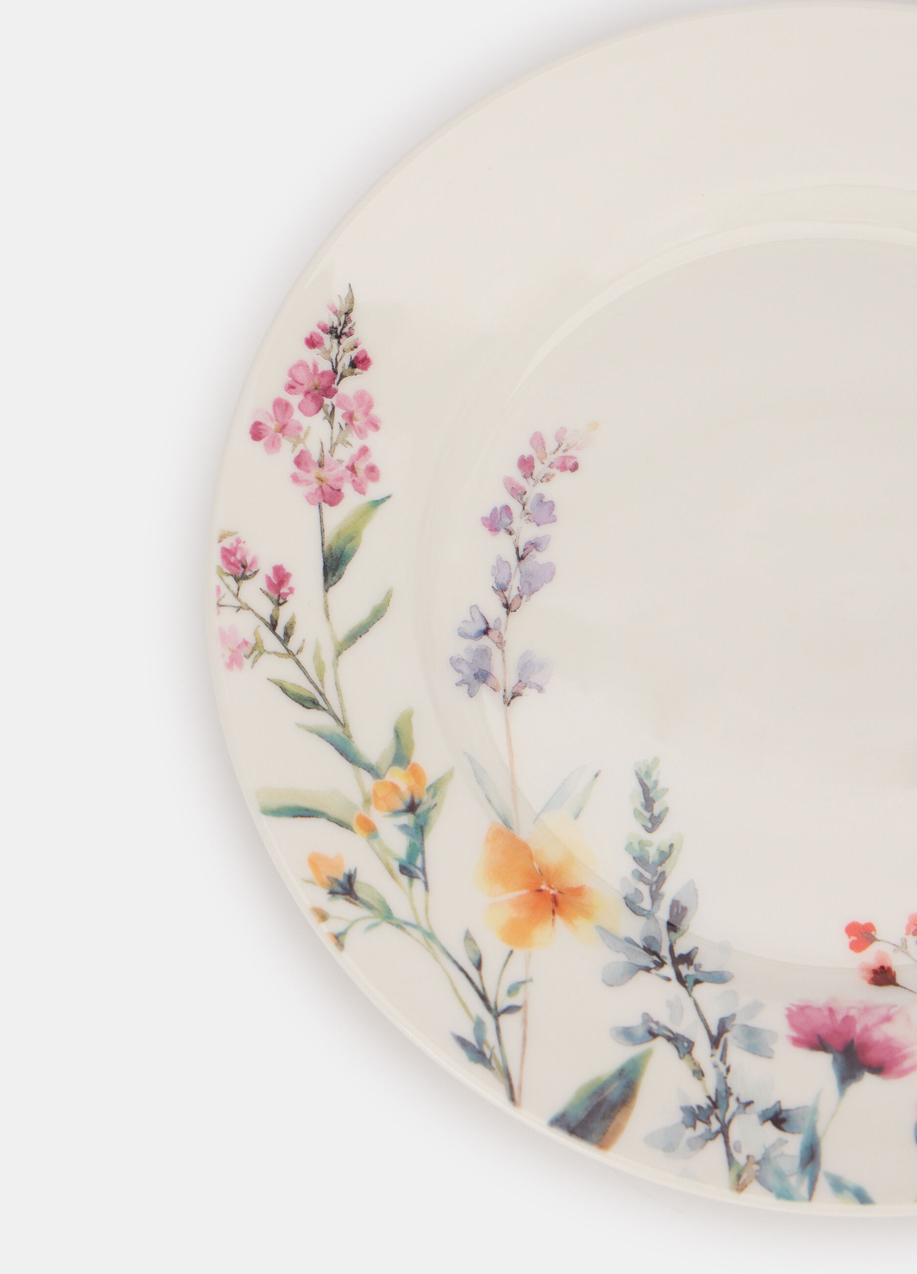 Piatto da dessert in ceramica a fiori_1