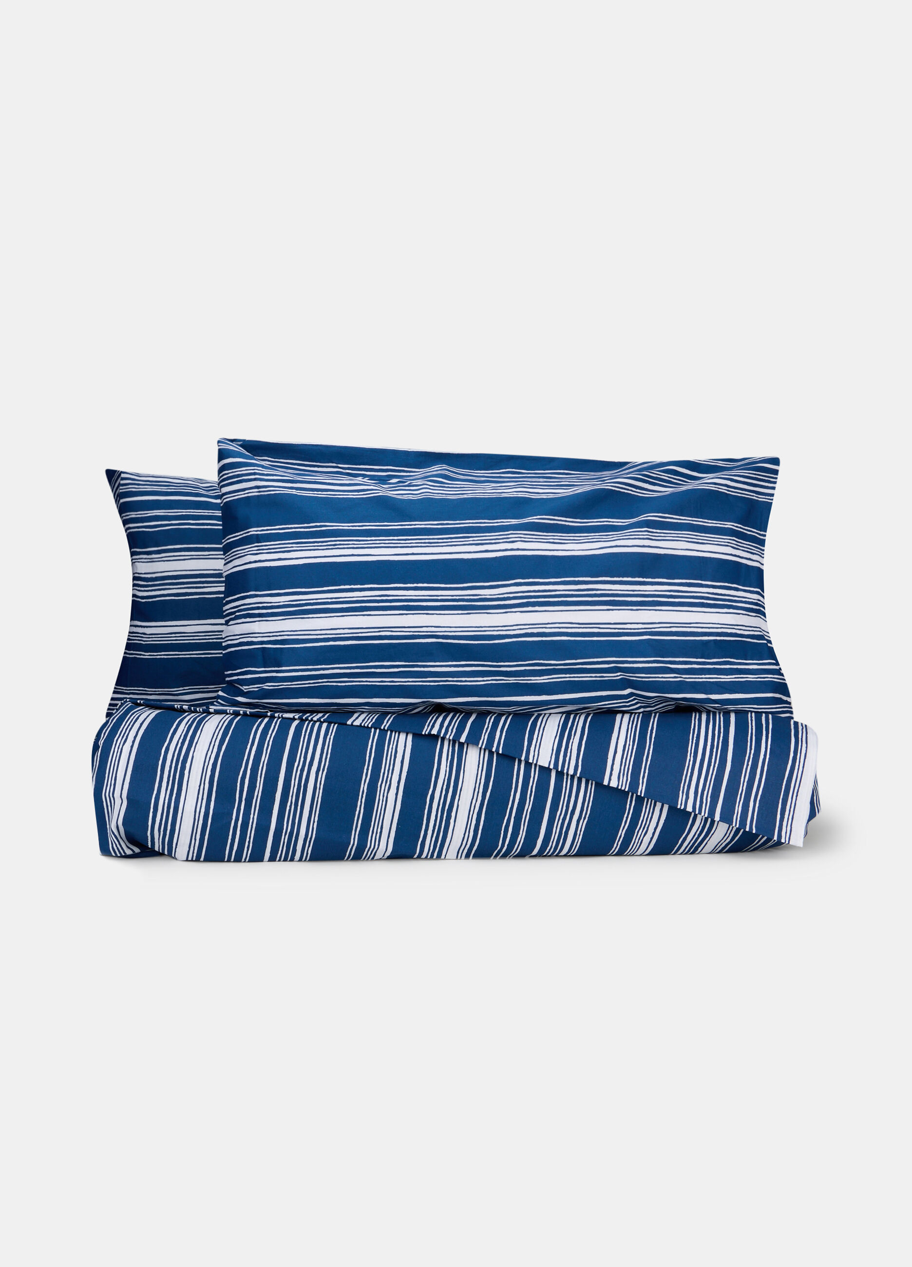 Parure lenzuolo letto matrimoniale con fantasia a righe blu_0