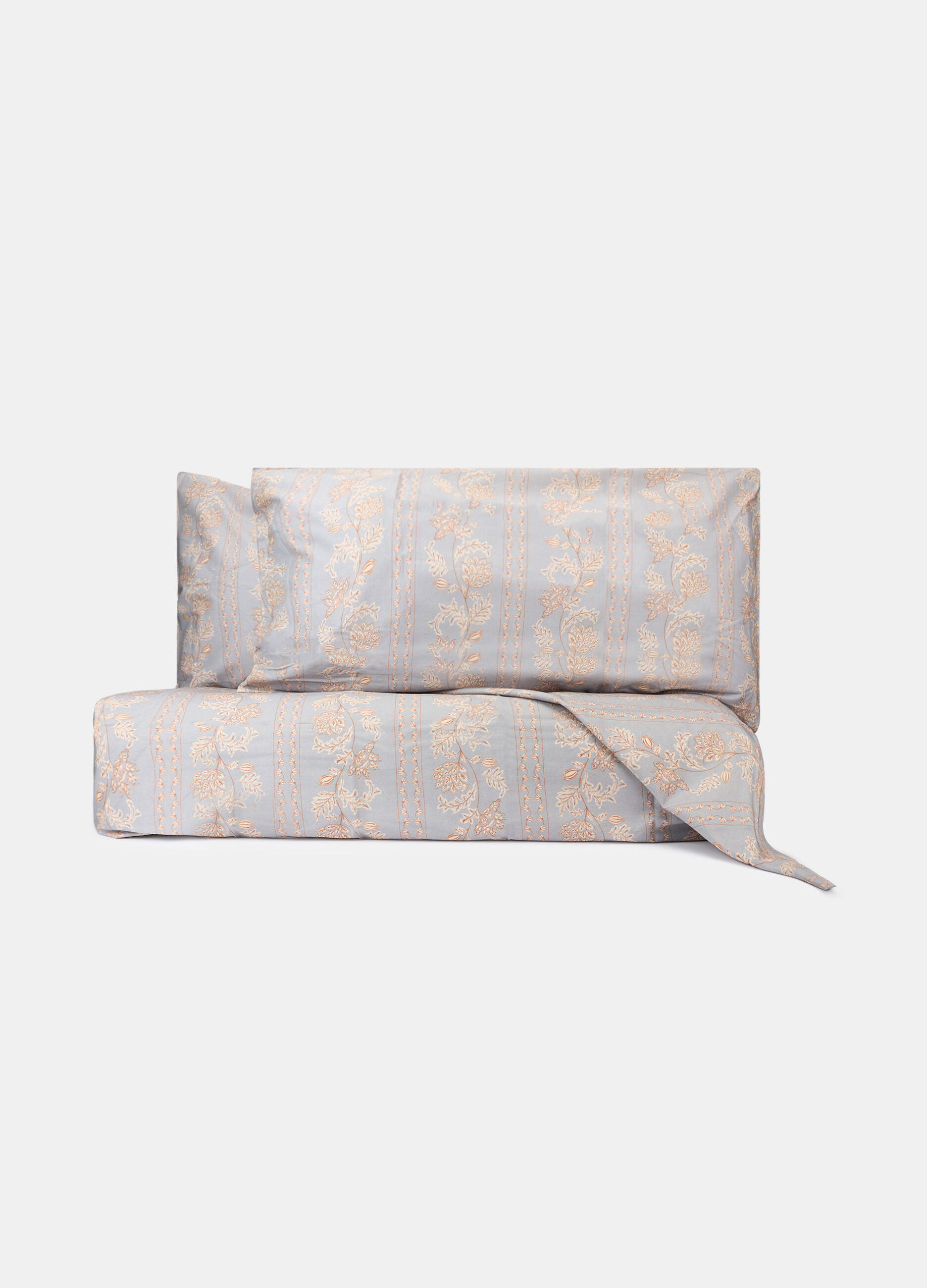 Parure lenzuolo una piazza e mezzo in percalle a fiori_0