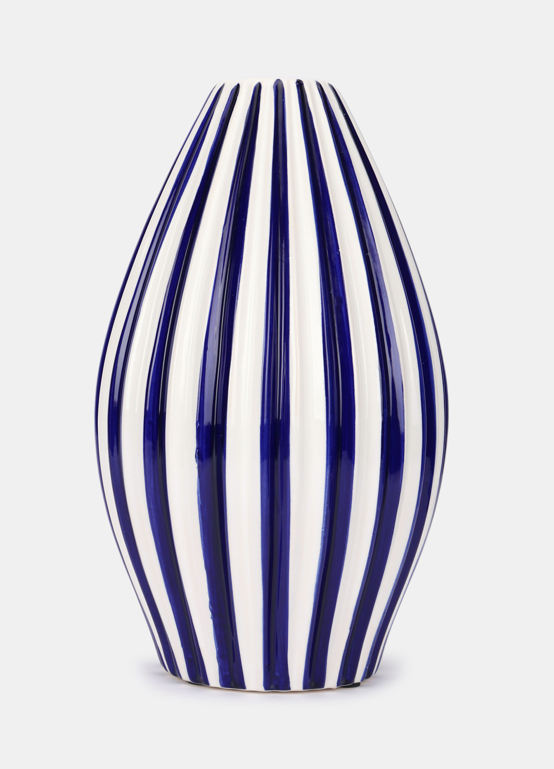 Vaso bombato in ceramica a righe_0