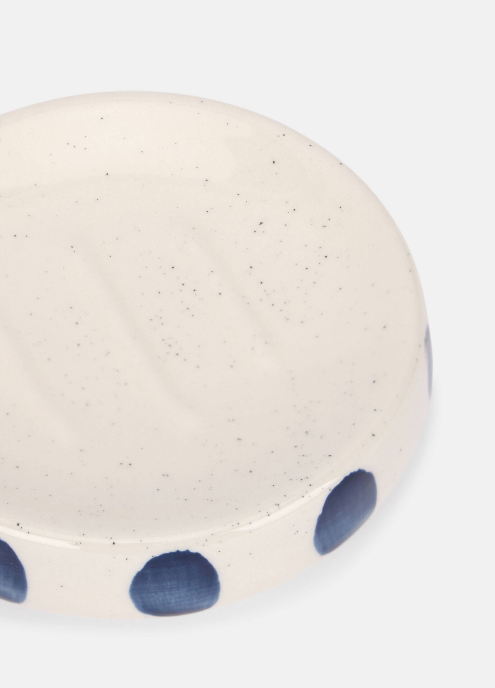 Piattino porta saponetta in ceramica a pois_1