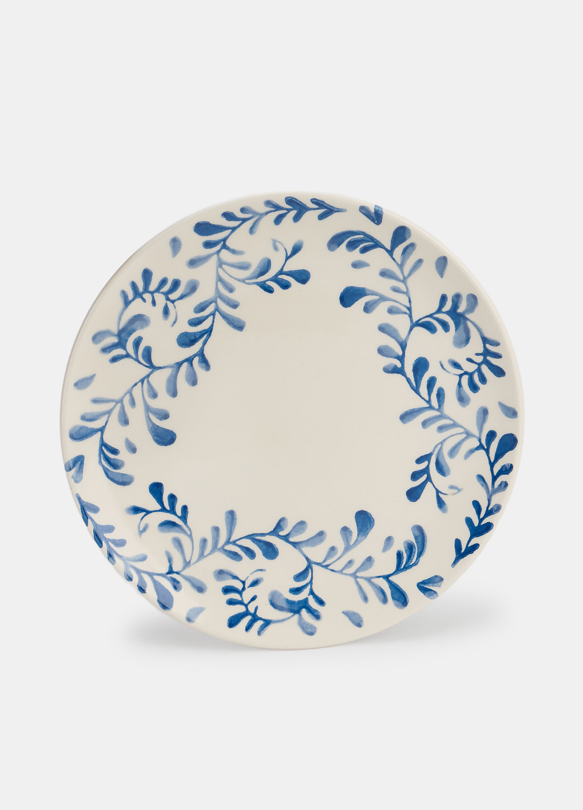 Piatto da dessert con cornice floreale blu_0