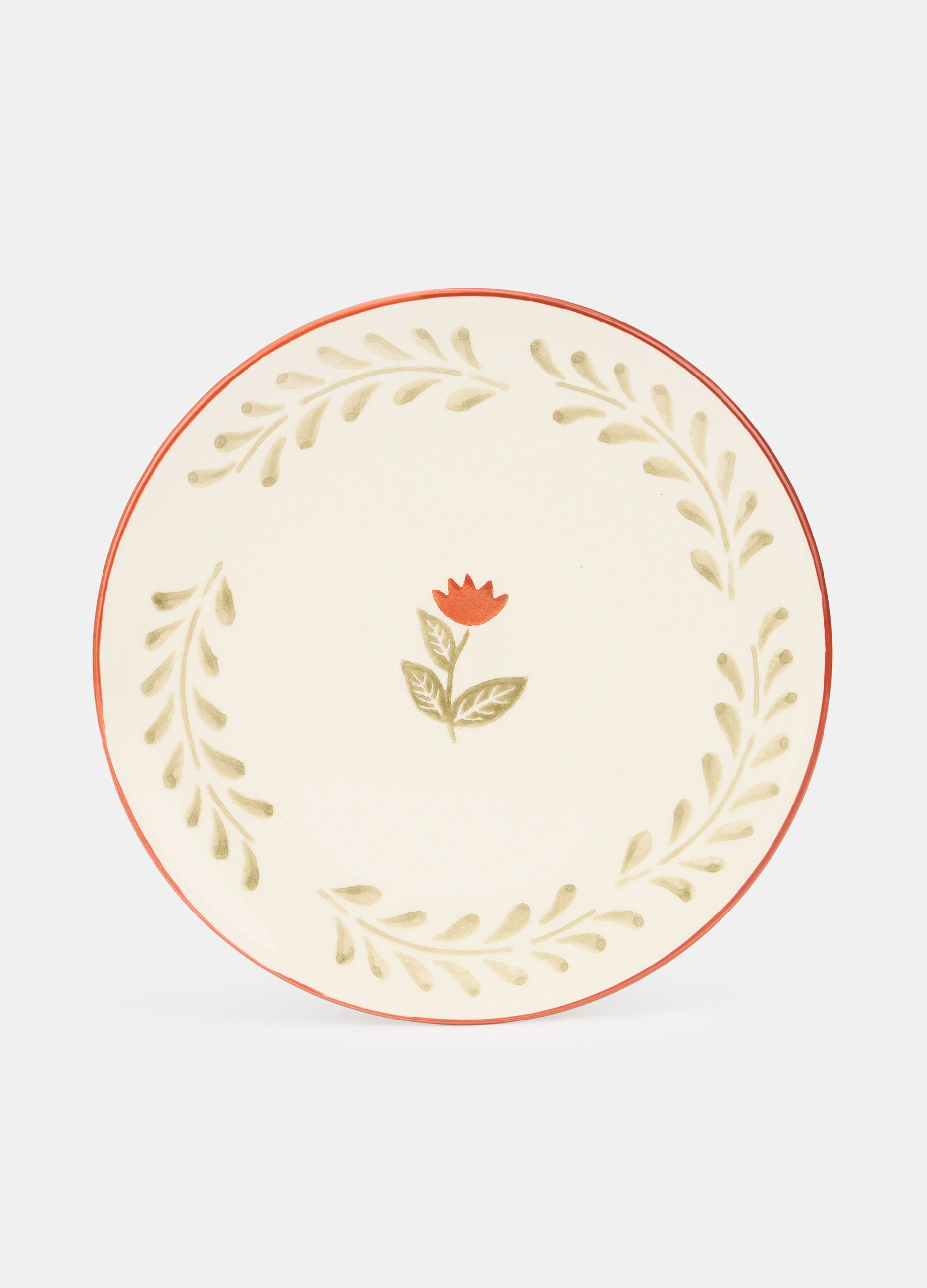Piatto piano in ceramica con fiore _0