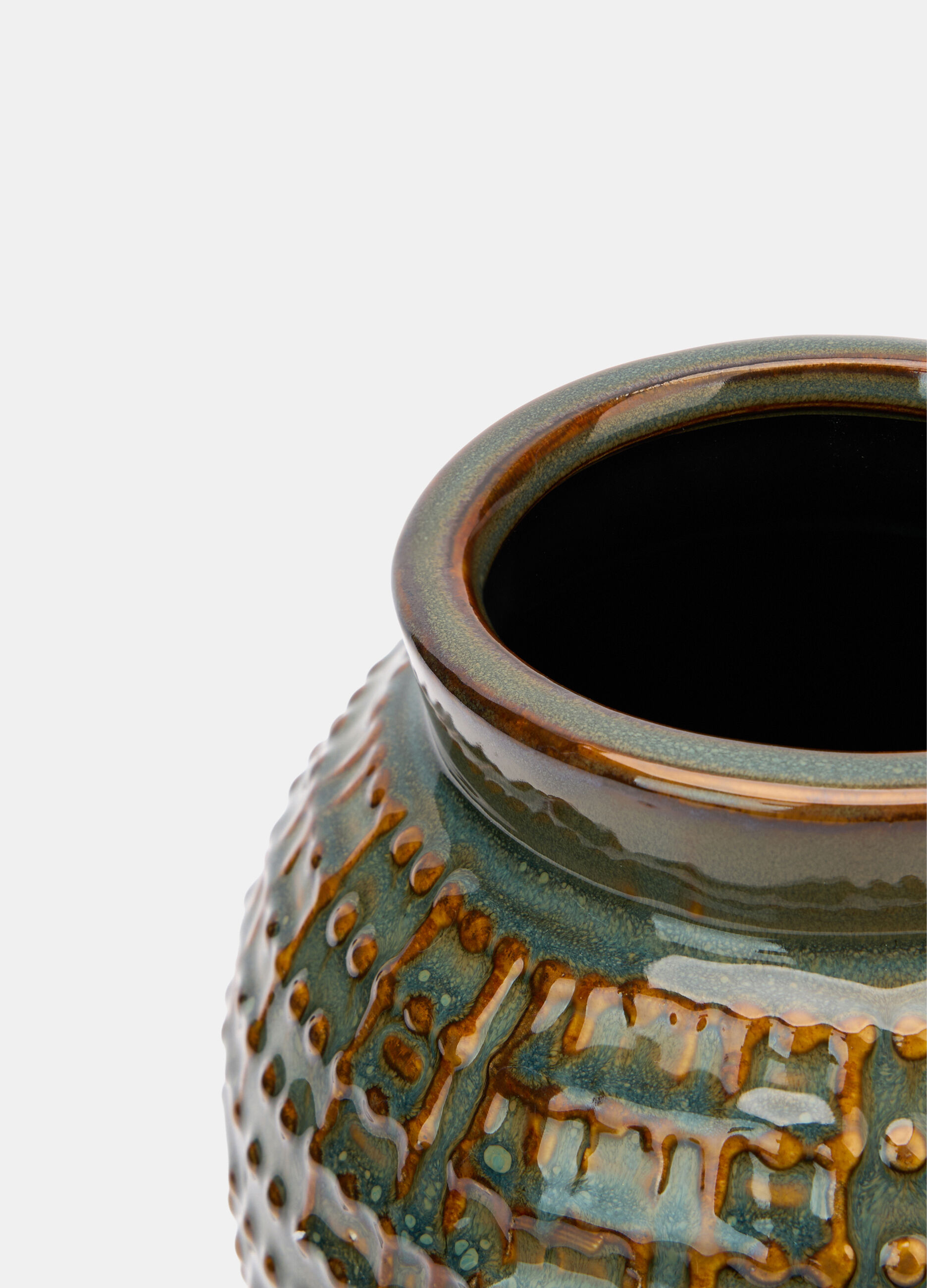 Vaso alto in ceramica smaltata e screziata_1