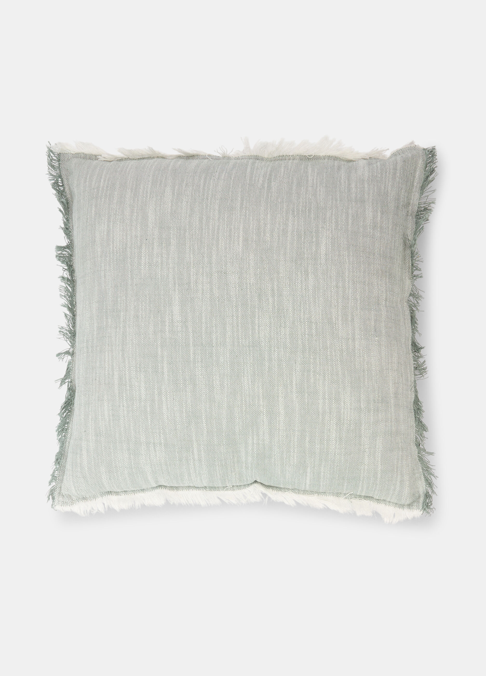 Cuscino effetto denim con frange_0