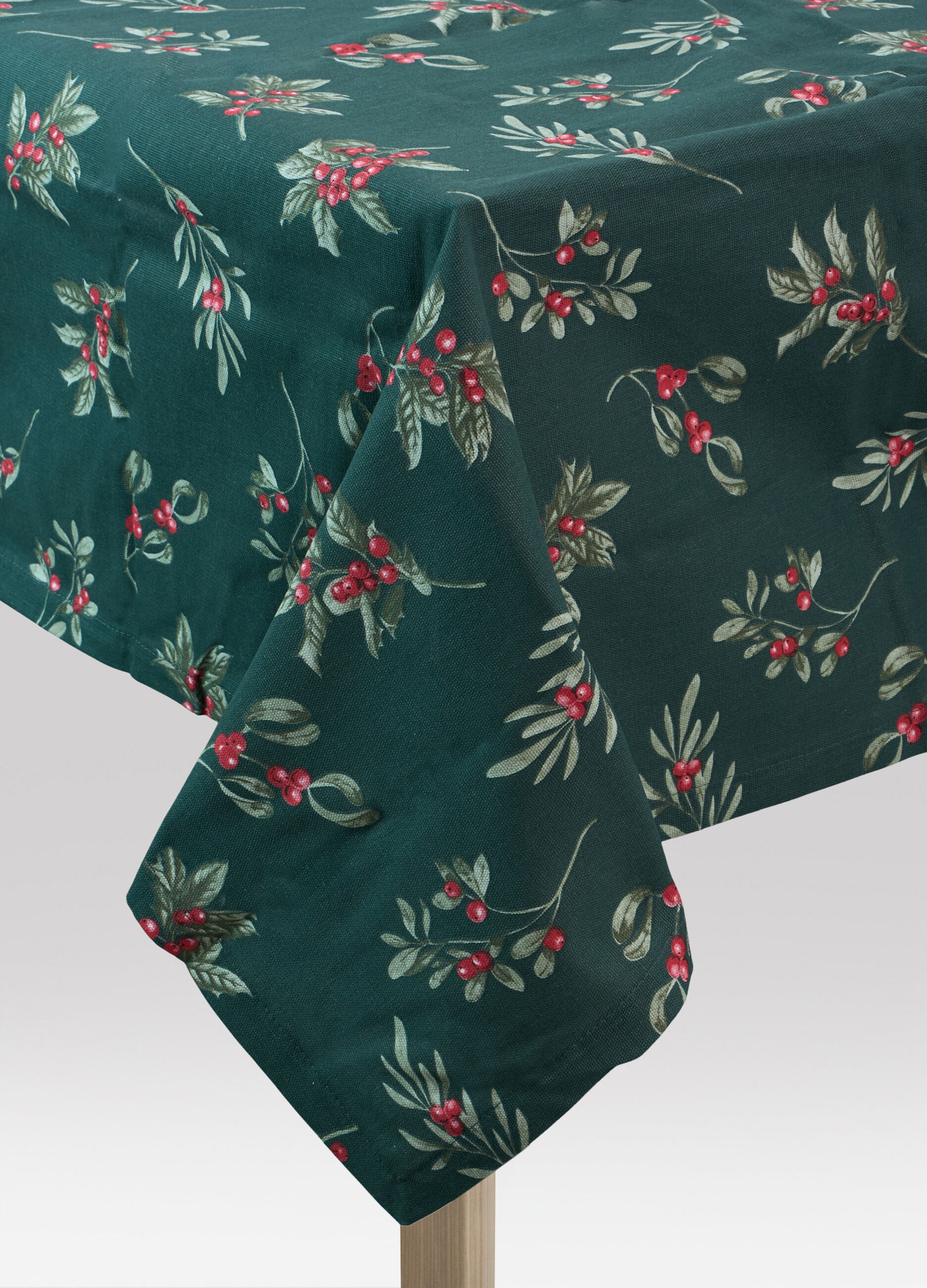 Tovaglia 10 posti in cotone con stampa vischio_0