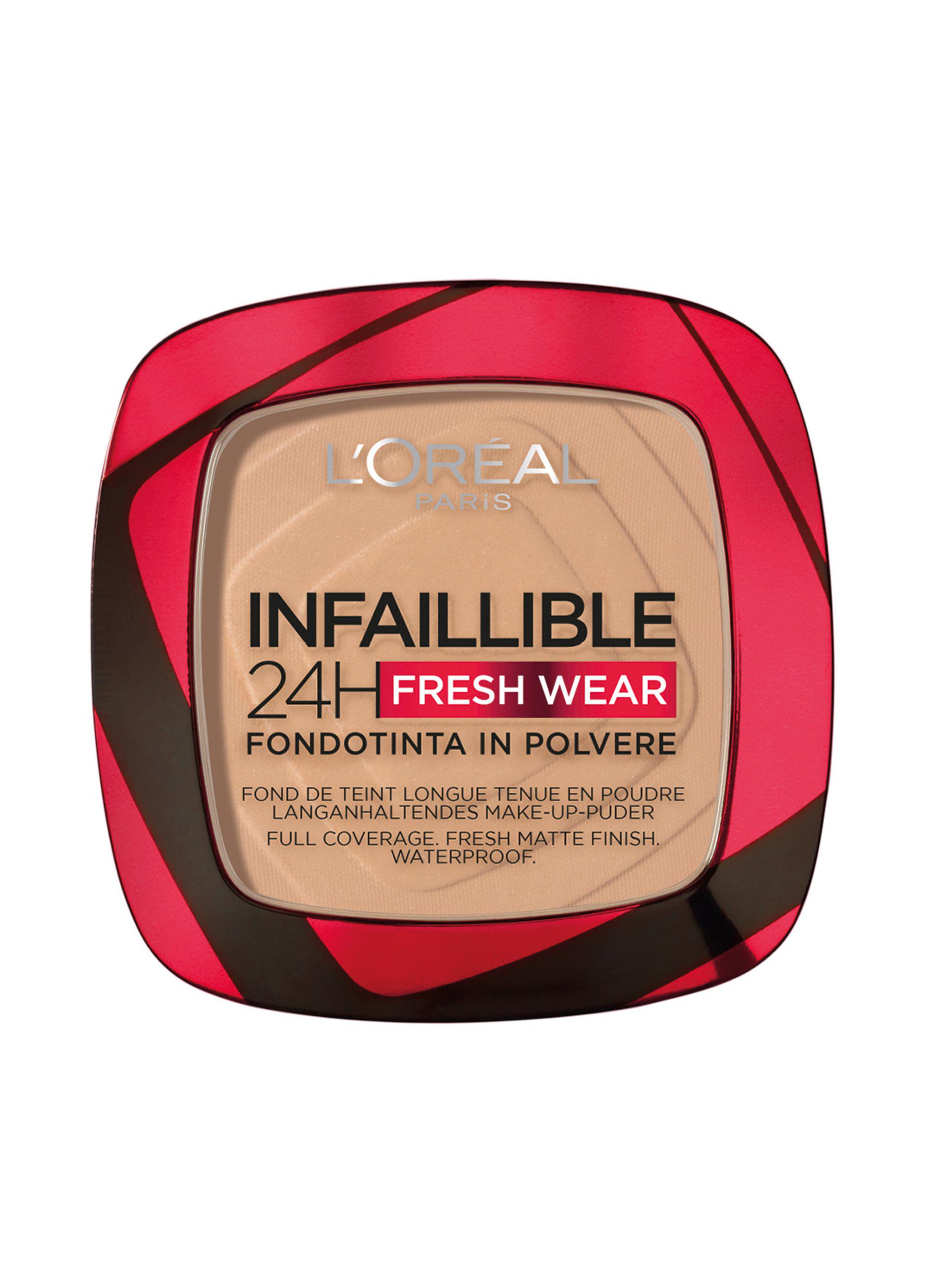 L'Oréal Paris Fondotinta compatto Infaillible 24H Fresh Wear, Formula in Polvere a Lunga Tenuta, Mask-Friendly, Low-Transfer e Waterproof, Copre come un fondotinta e opacizza come una polvere, 140 Beige Doré/Golden Beige._0