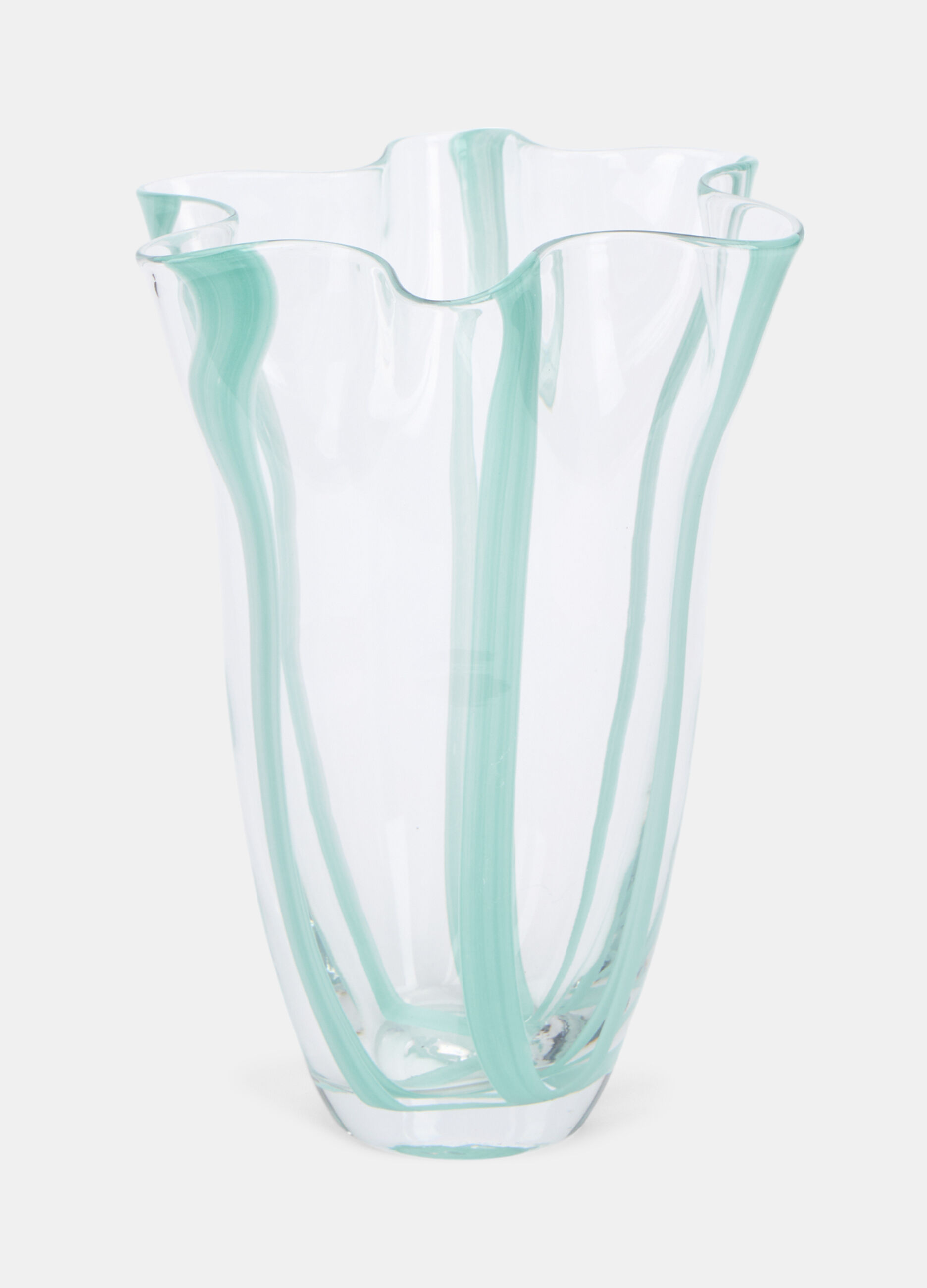 Vaso in vetro trasparente increspato_0