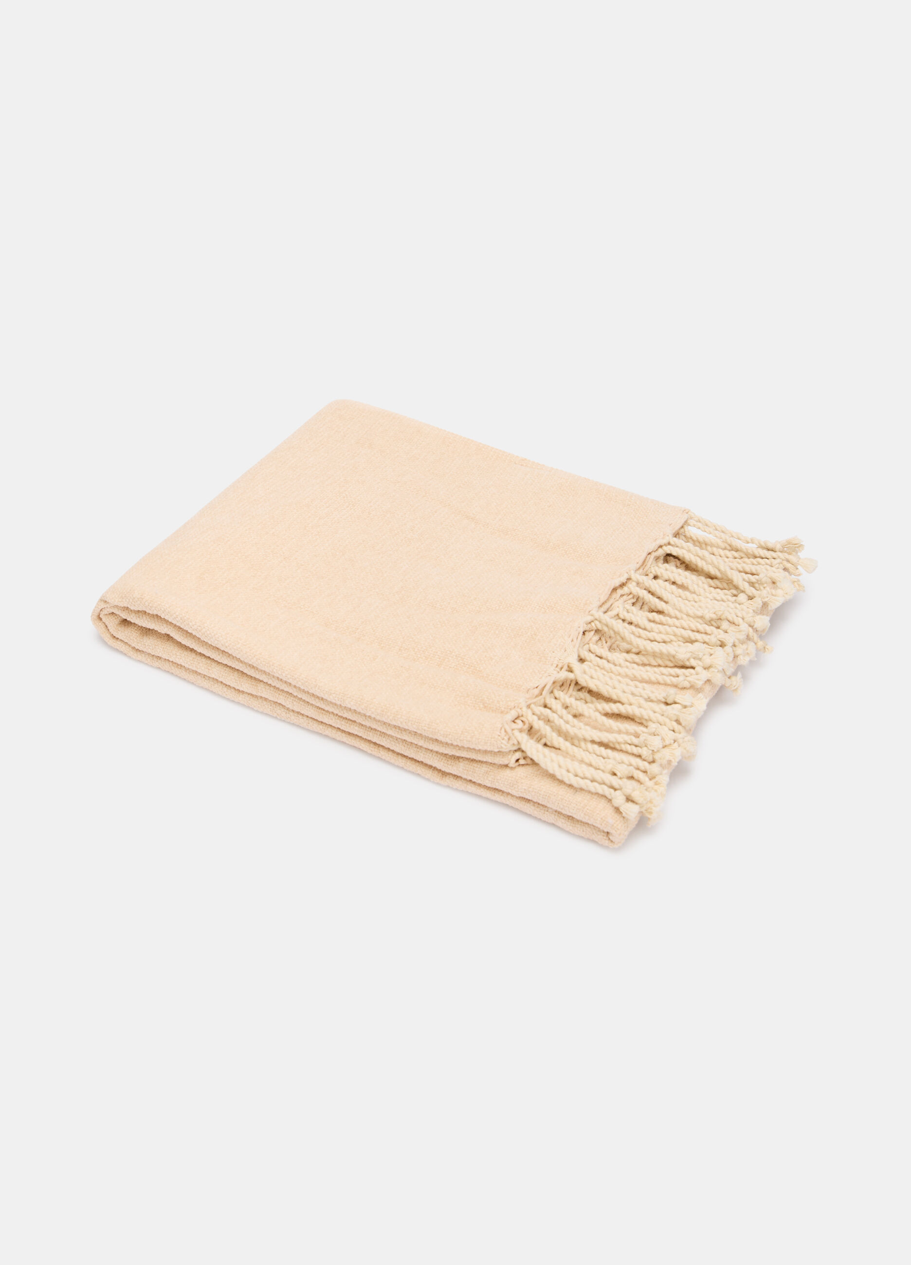 Coperta mélange con frange_0