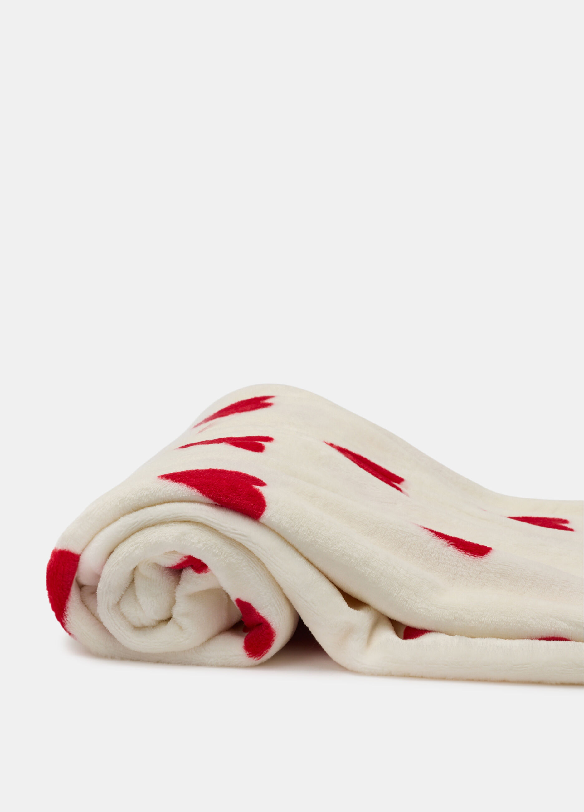 Plaid in pile con stampa a cuori_1