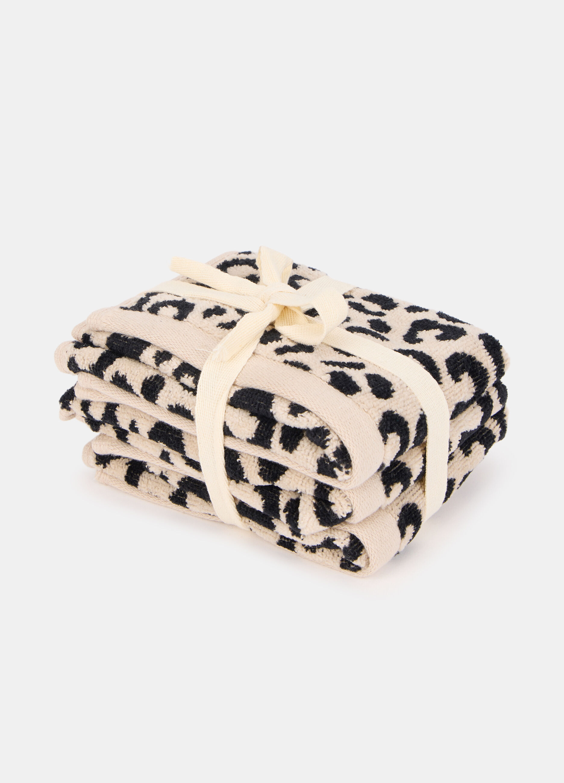 3 pack lavette in cotone con motivo animalier_0