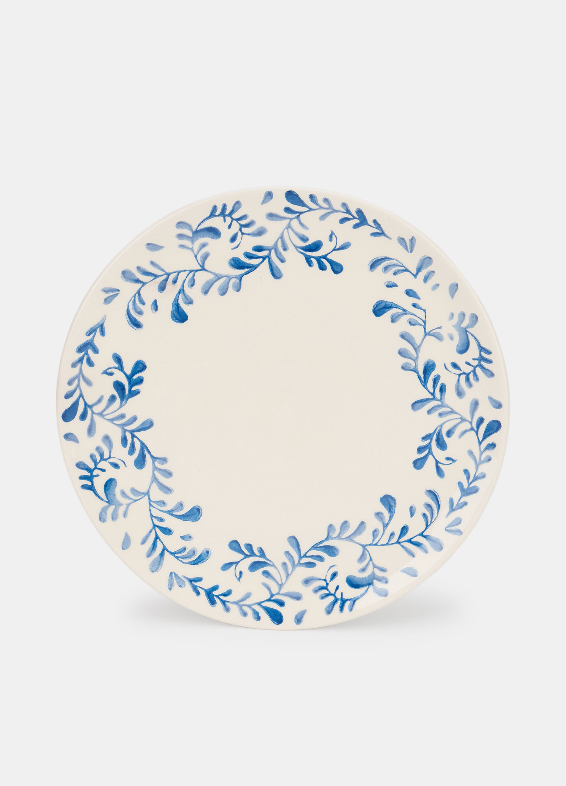 Piatto piano con conirce floreale blu_0