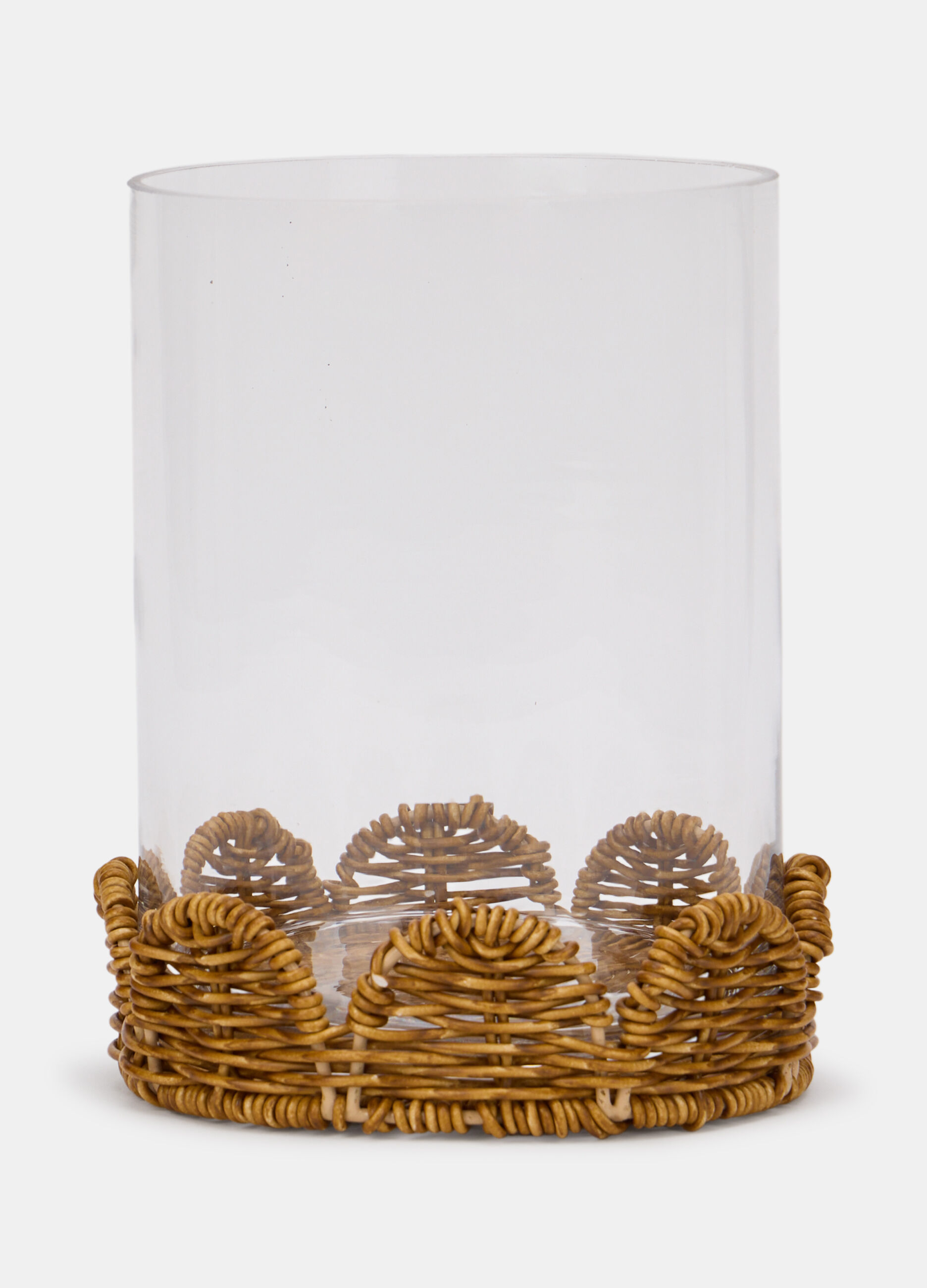 Portacandele in vimini e vetro_0