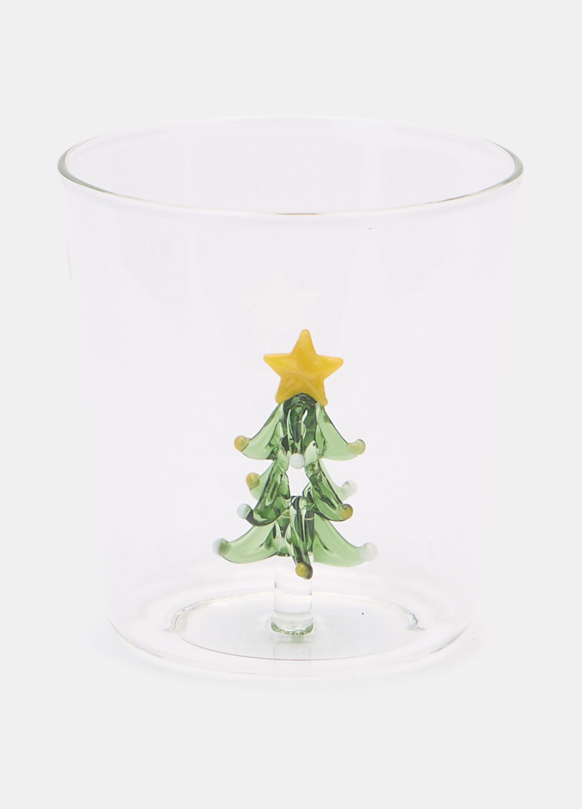 Bicchiere in vetro con albero di Natale_0